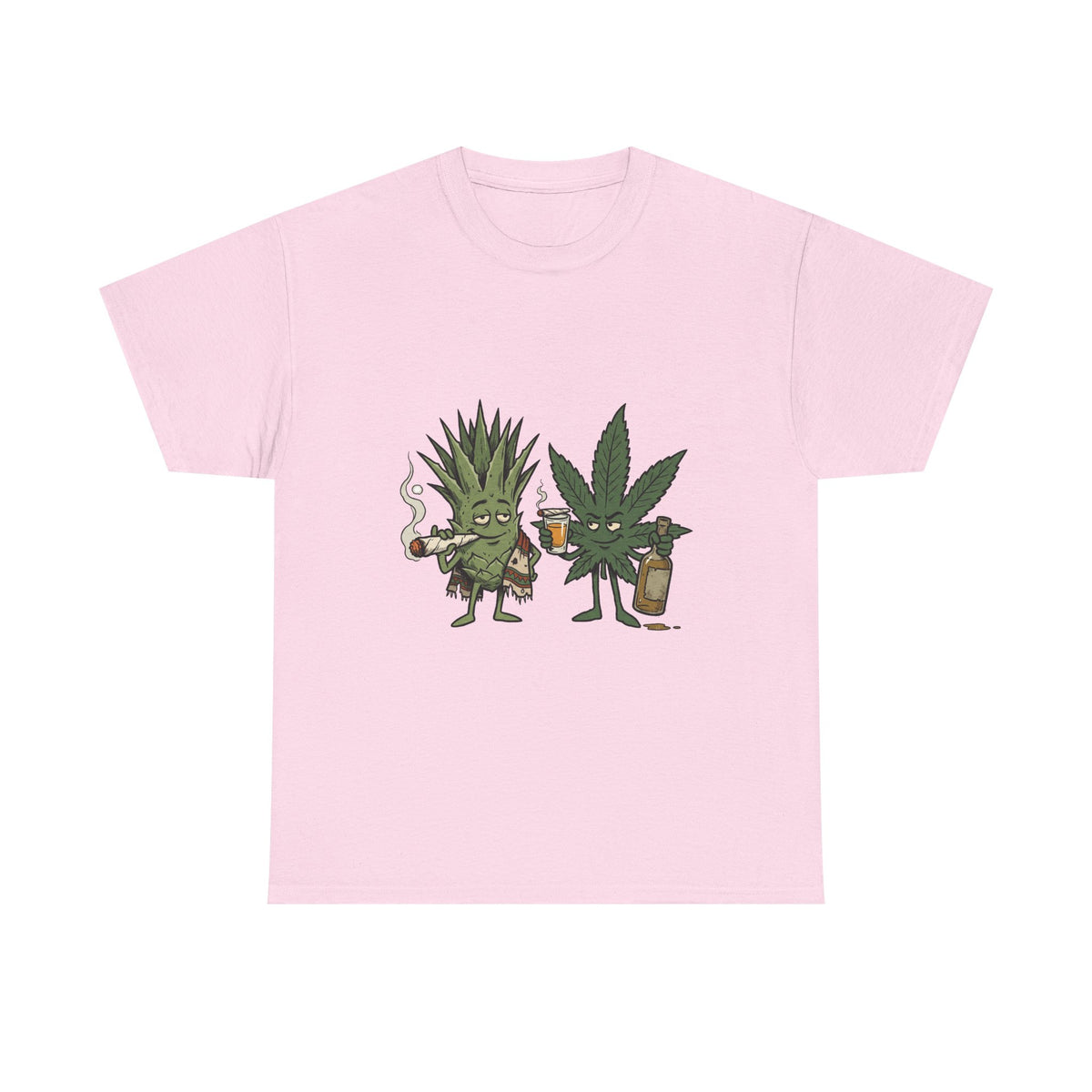 A Marijuana Leaf and Agave Friends T-Shirt – Funny Cannabis Leaf & Tequila Smoking Tee