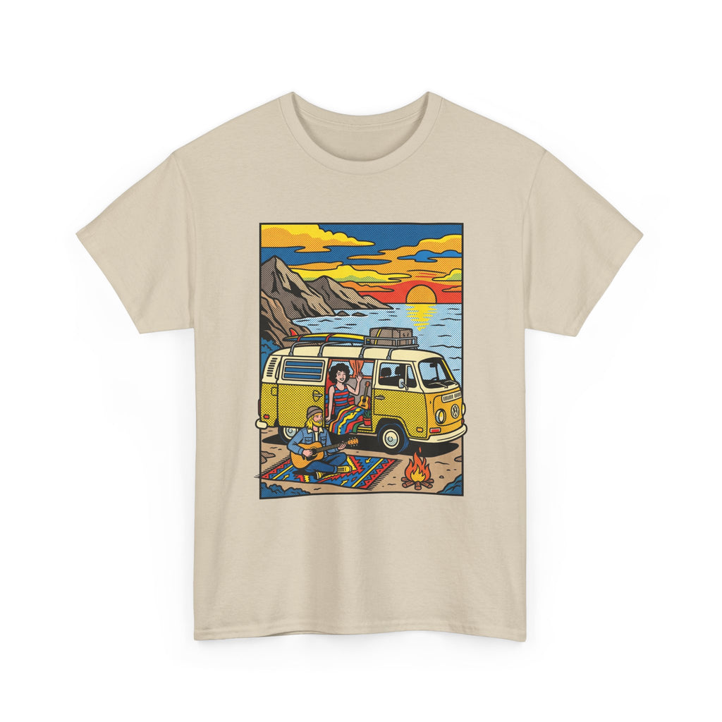 Surf Van Sunset T‑Shirt — Retro Camper Beach Scene Tee
