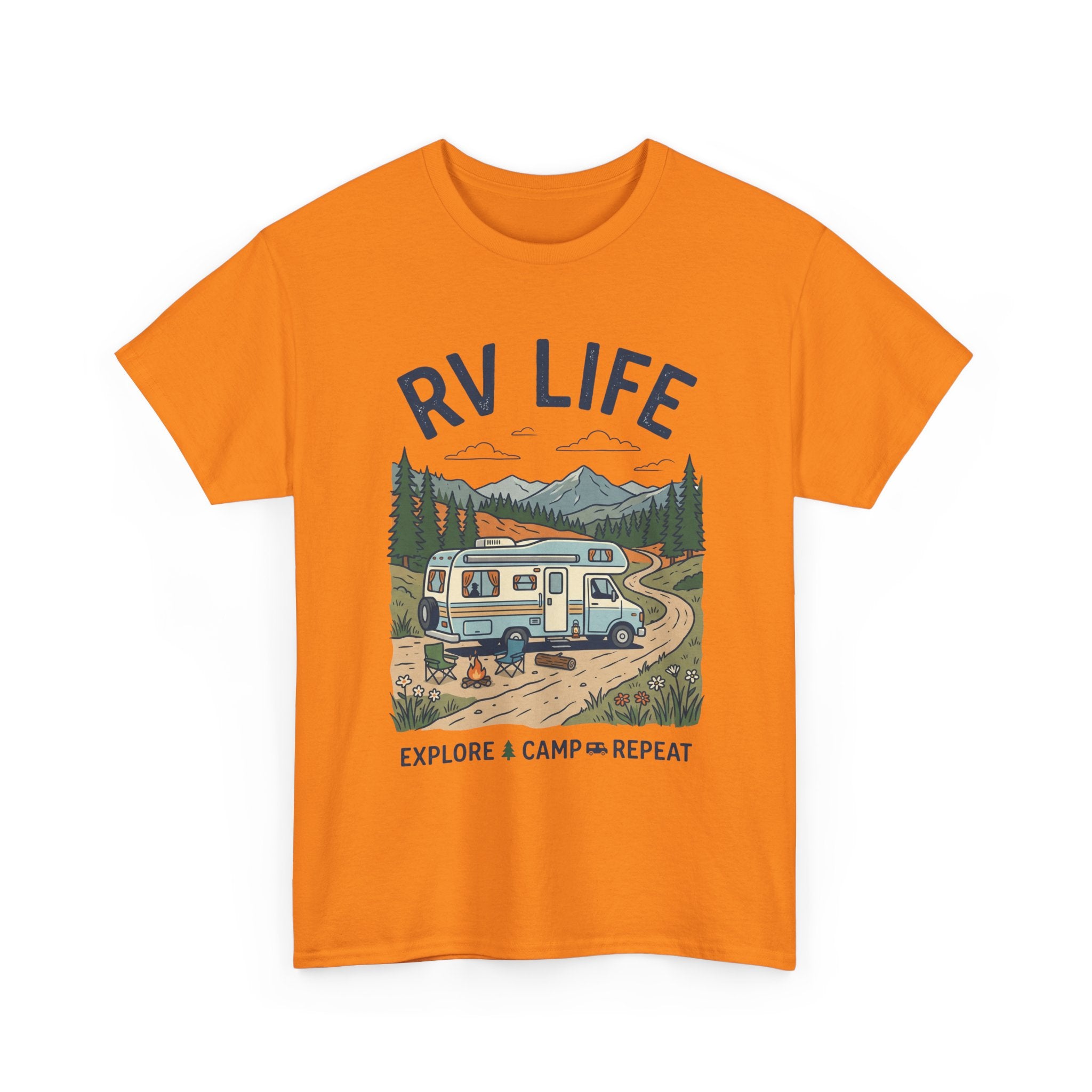 RV Life T-Shirt - Explore & Camp Repeat Vintage Camper Tee