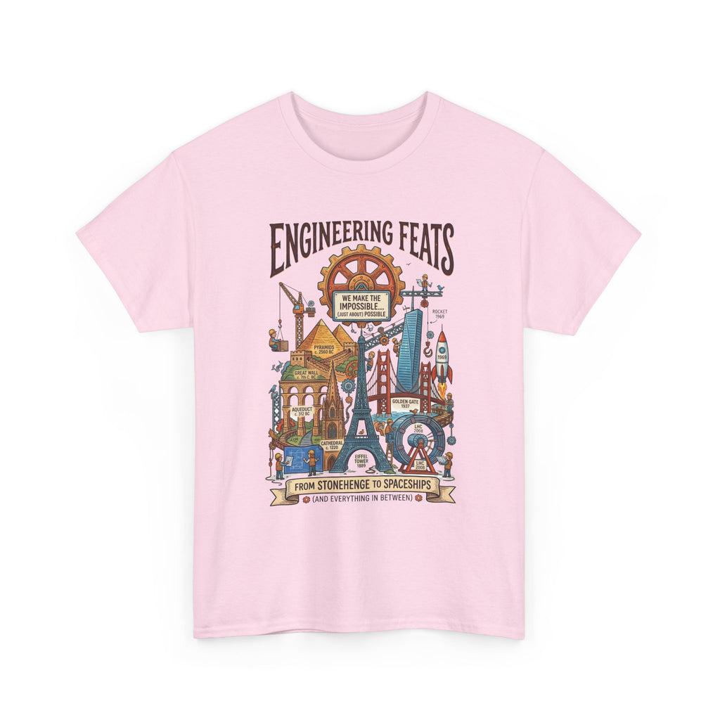Engineering Feats T‑Shirt — STEM Vintage Landmark Illustration