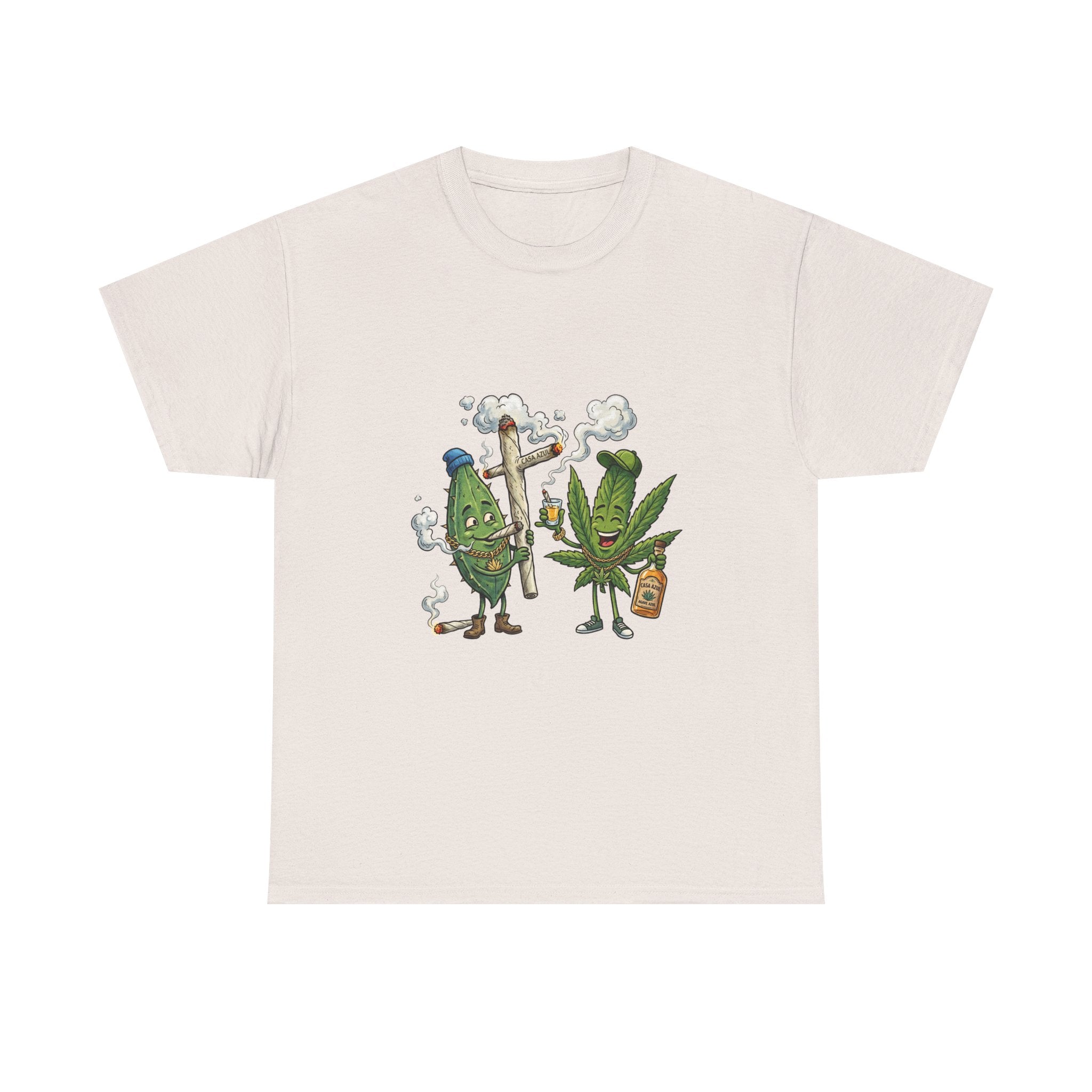 1 Tequila & Cannabis Buds Cartoon Tee — Funny Smoking Weed Plant Graphic T-Shirt