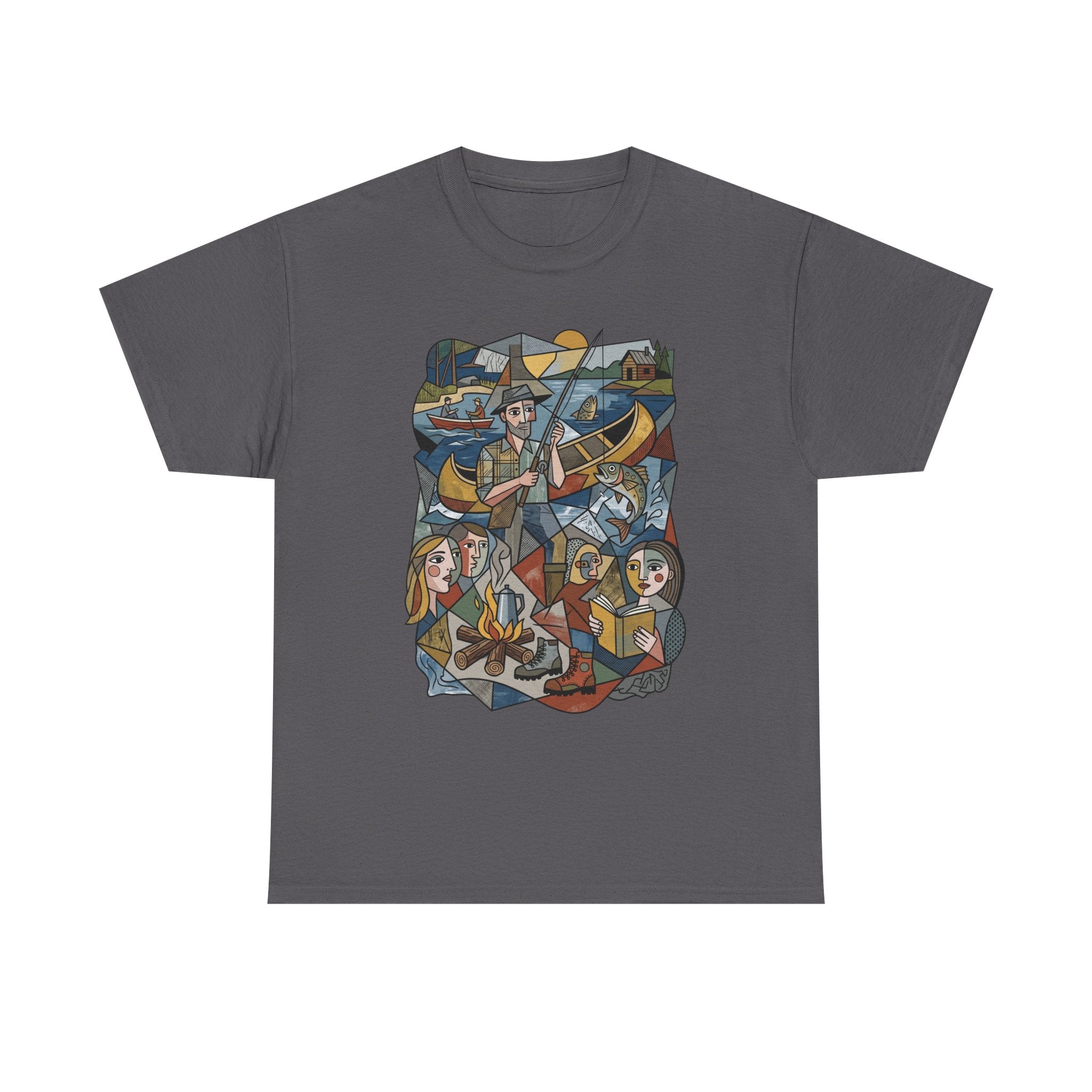 T-Shirt — Nautical Folk Art Crew: Illustrated Sailing, Fishing & Harbor Scene