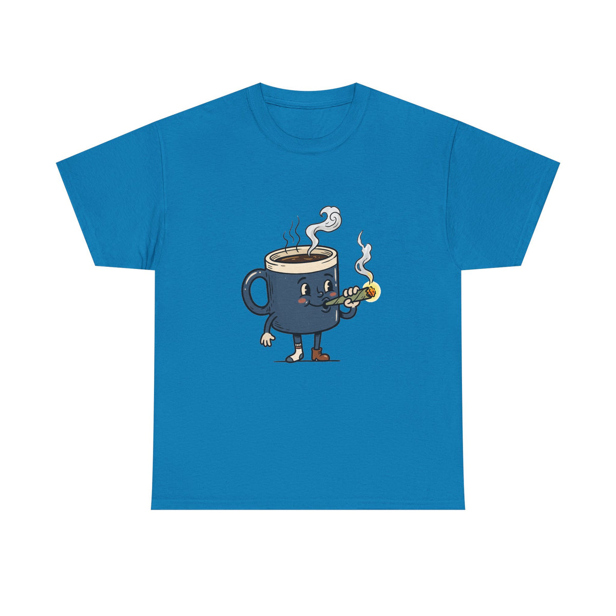 1 Coffee and a Joint Character Tee — Funny Smoking Joint Cartoon Shirt
