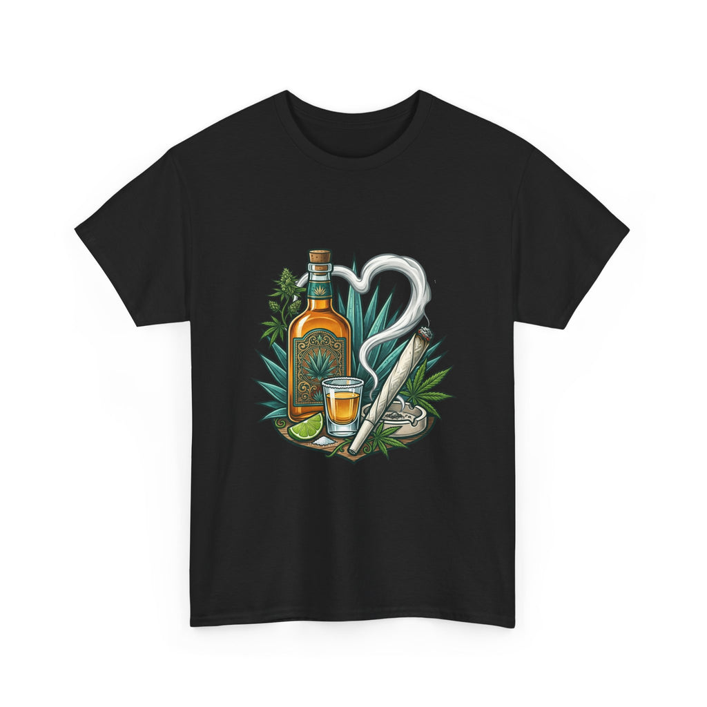 Tequila Bottle & Joint T‑Shirt — Agave Lime Margarita Design