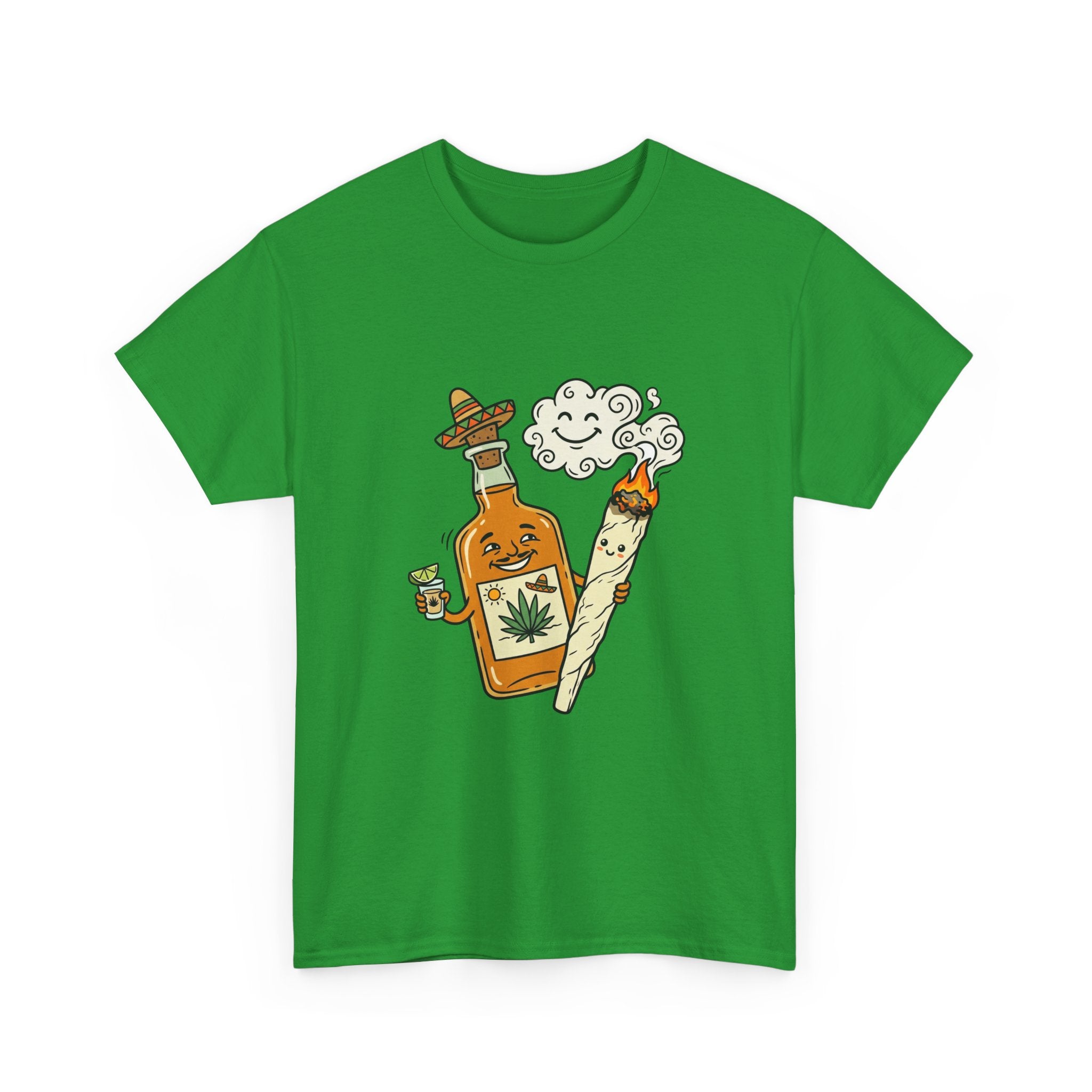 Cannabis & Tequila Tee — Funny Joint and Bottle Graphic T-Shirt
