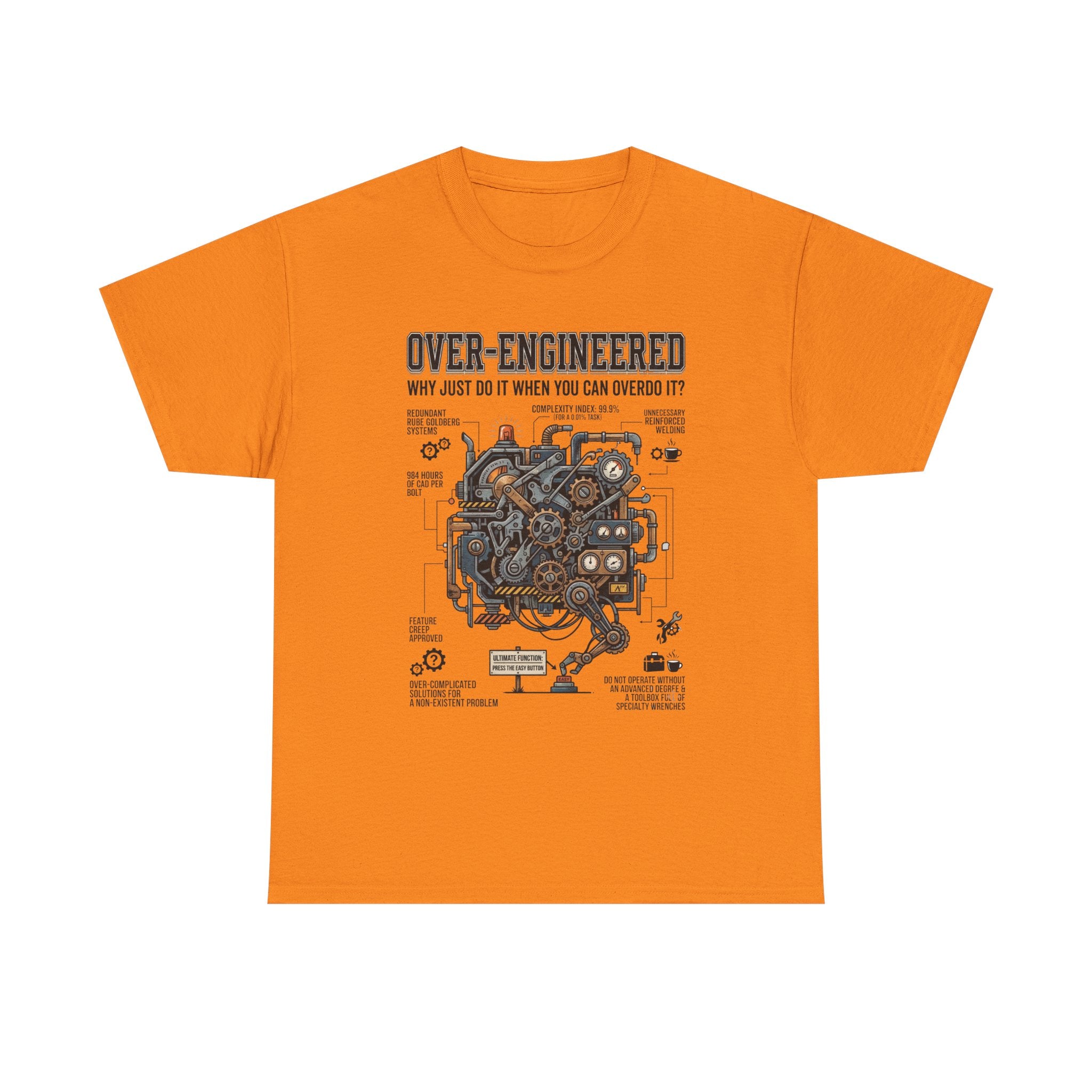 Over-Engineered Tee – Funny Engineer T-Shirt with Mechanical Brain Diagram