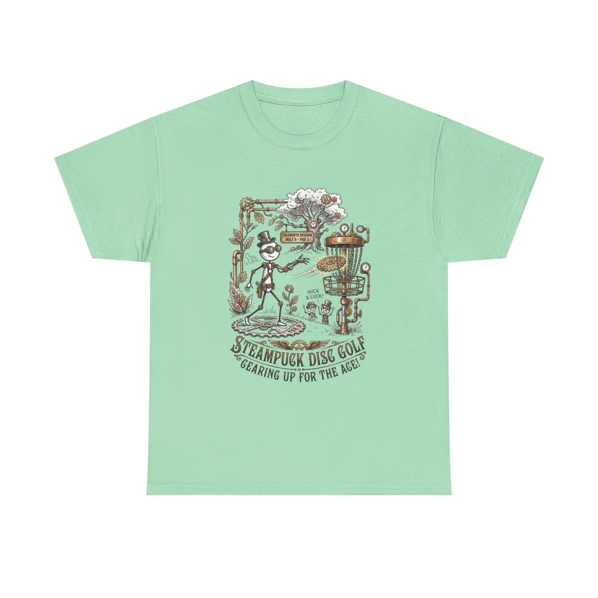 Steampunk Disc Golf T-Shirt — "Gearing Up for the Ace" Vintage Disc Golf Tee