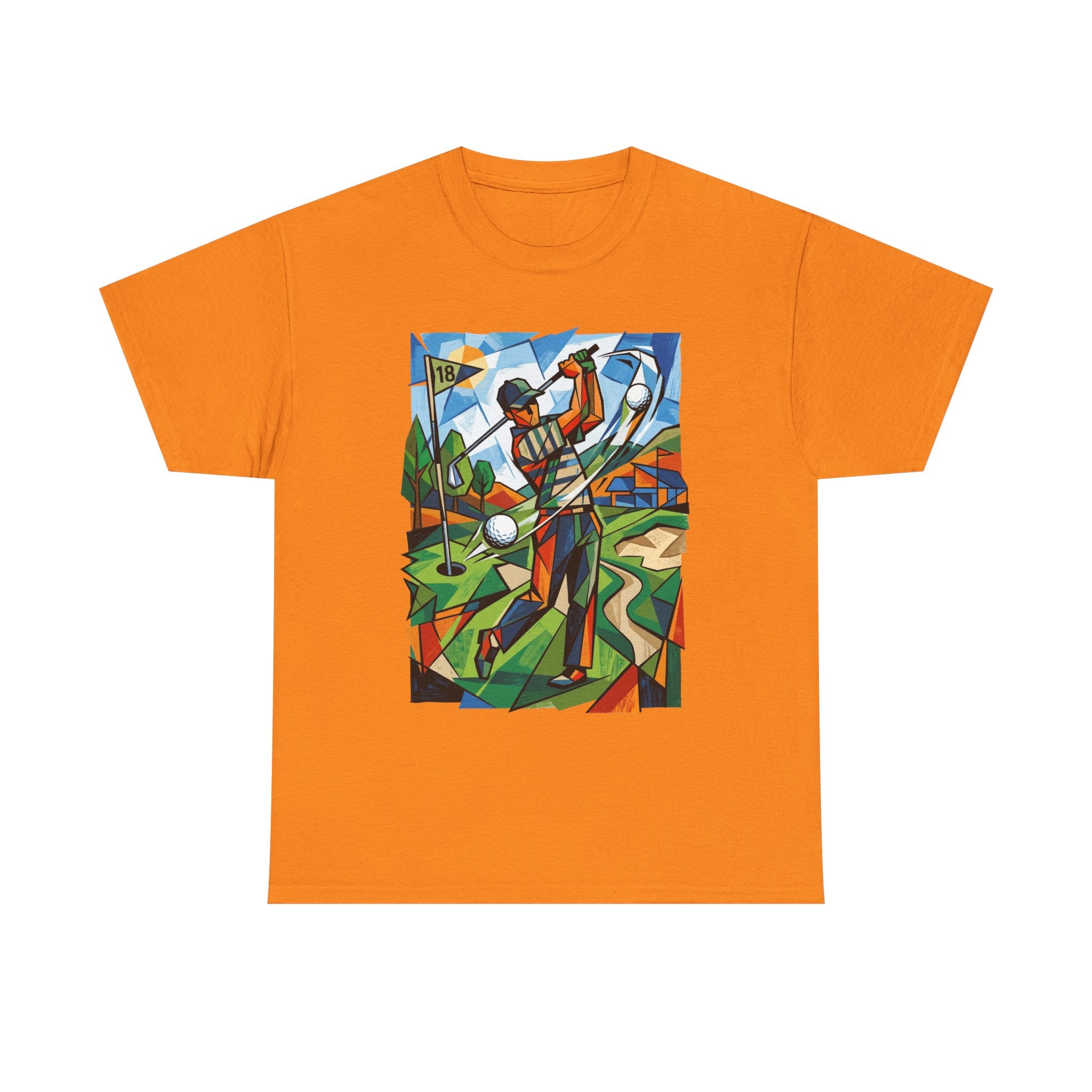 Golf Swing Art T-Shirt — Colorful Cubist Golfer Graphic Tee