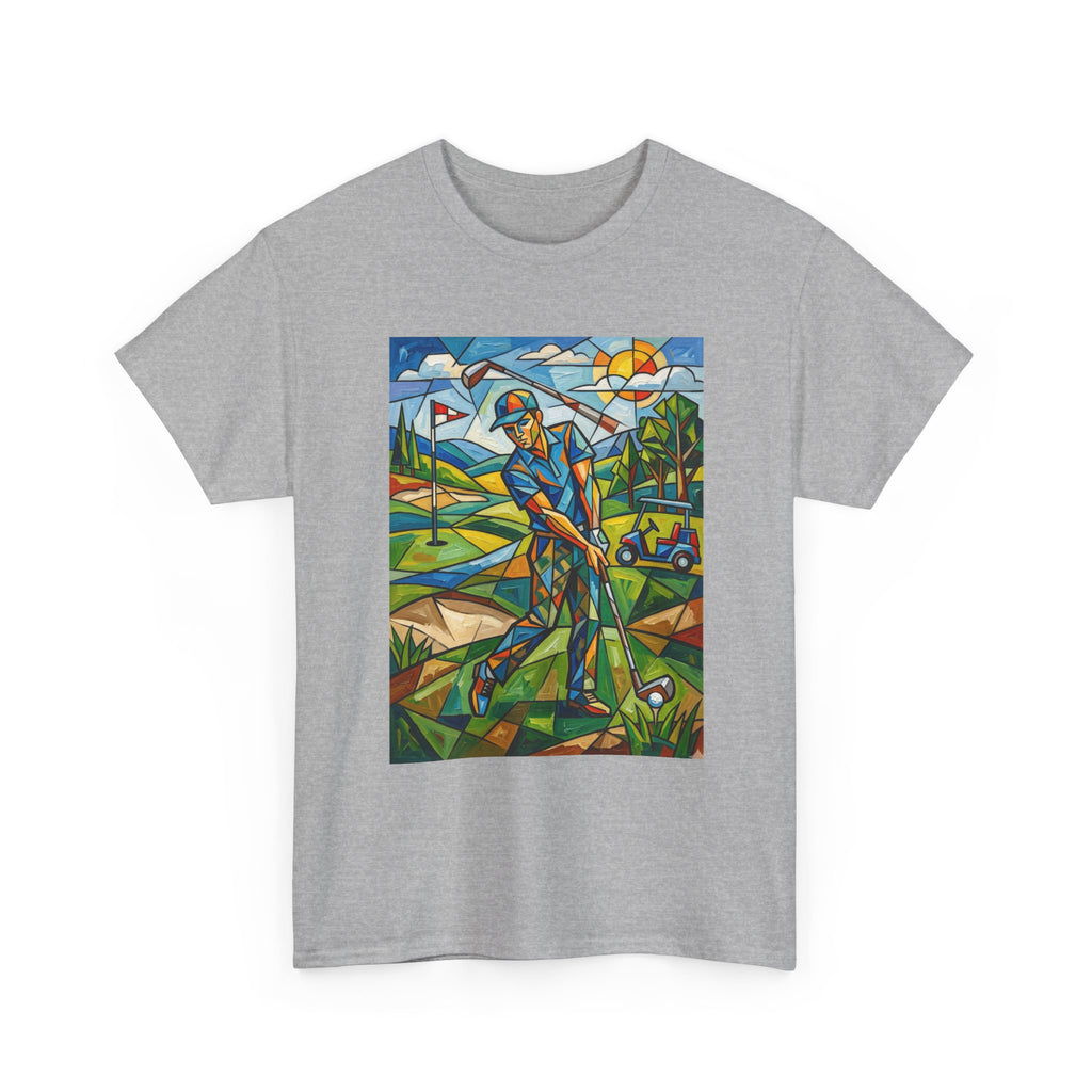 Golf Stained Glass Art Tee — Colorful Golfer Graphic T-Shirt