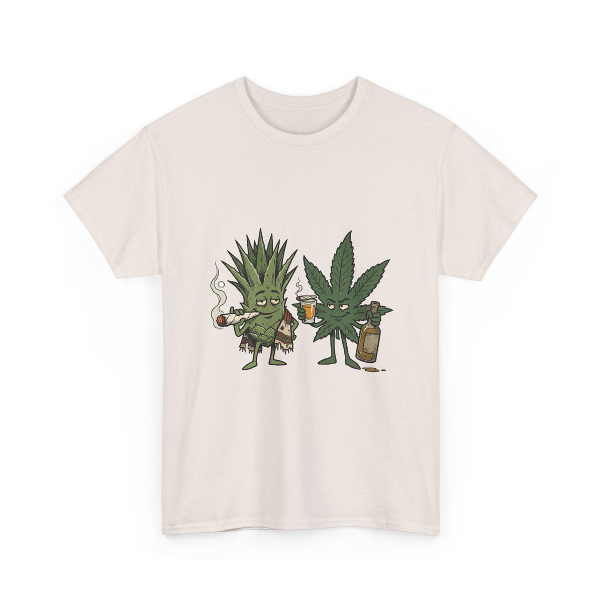 A Marijuana Leaf and Agave Friends T-Shirt – Funny Cannabis Leaf & Tequila Smoking Tee