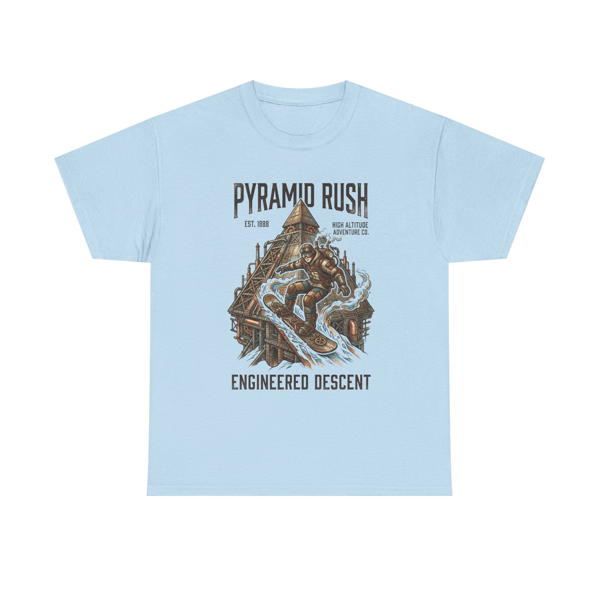 Steampunk Snowboard Pyramid Adventure T-Shirt — Fantasy Explorer Graphic Tee