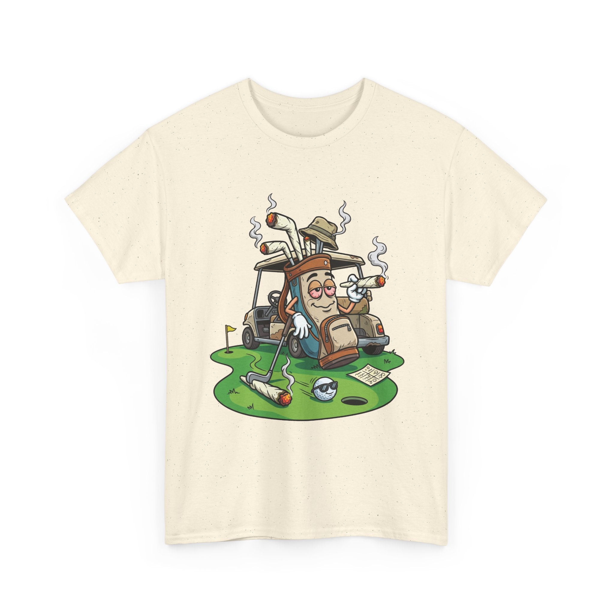 Golf weed Lounge T‑Shirt — Relaxed Golfer Cartoon Tee