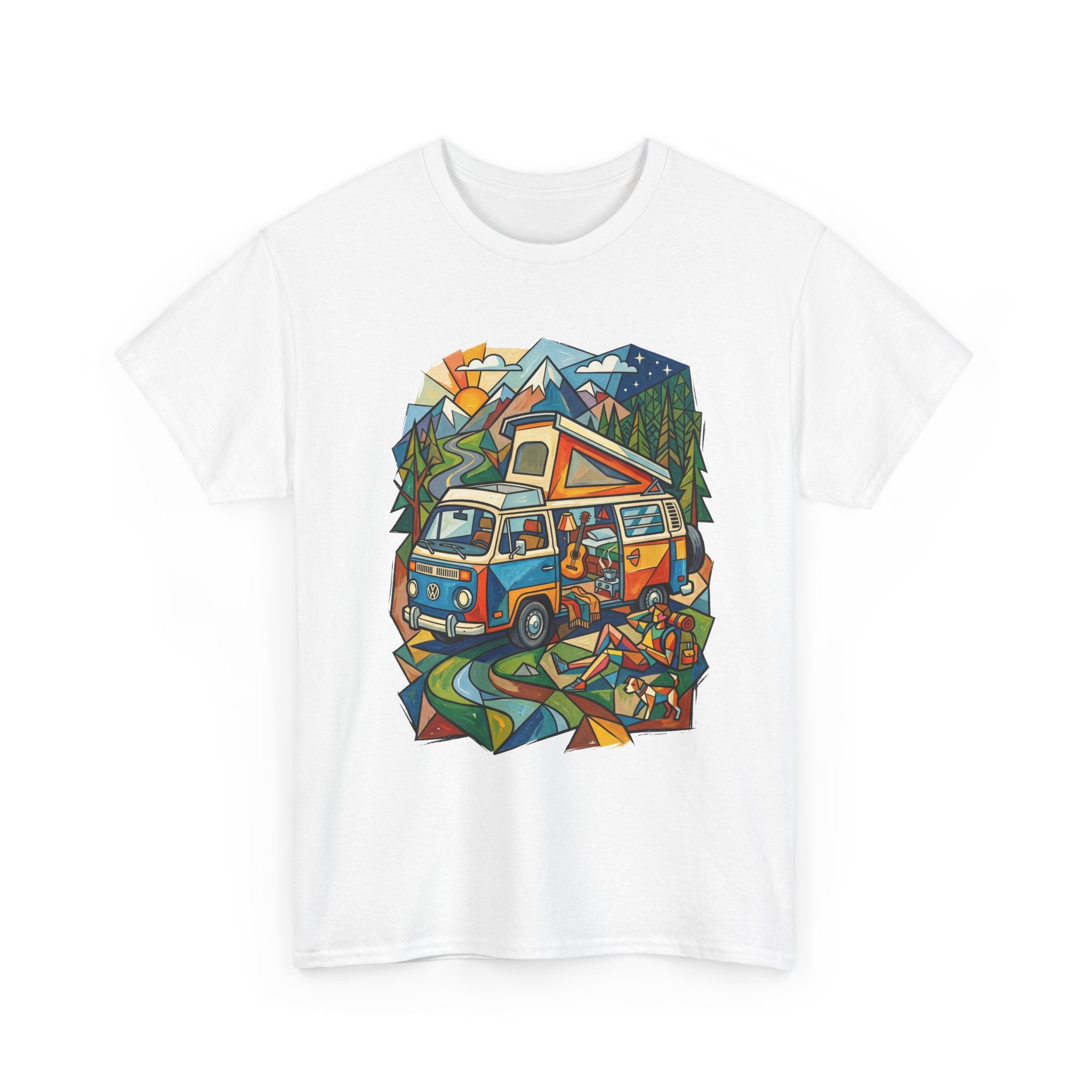 Van Life Camper Van T-Shirt – Retro Mountain Adventure Tee