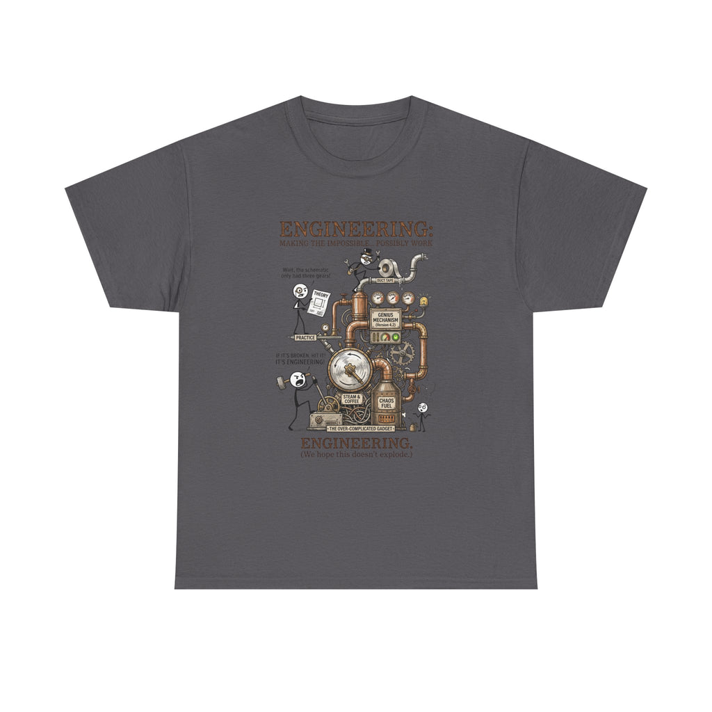 Engineering T‑Shirt – Coffee Diagram Tee (Funny "Engineering: Making the Impossible Work")