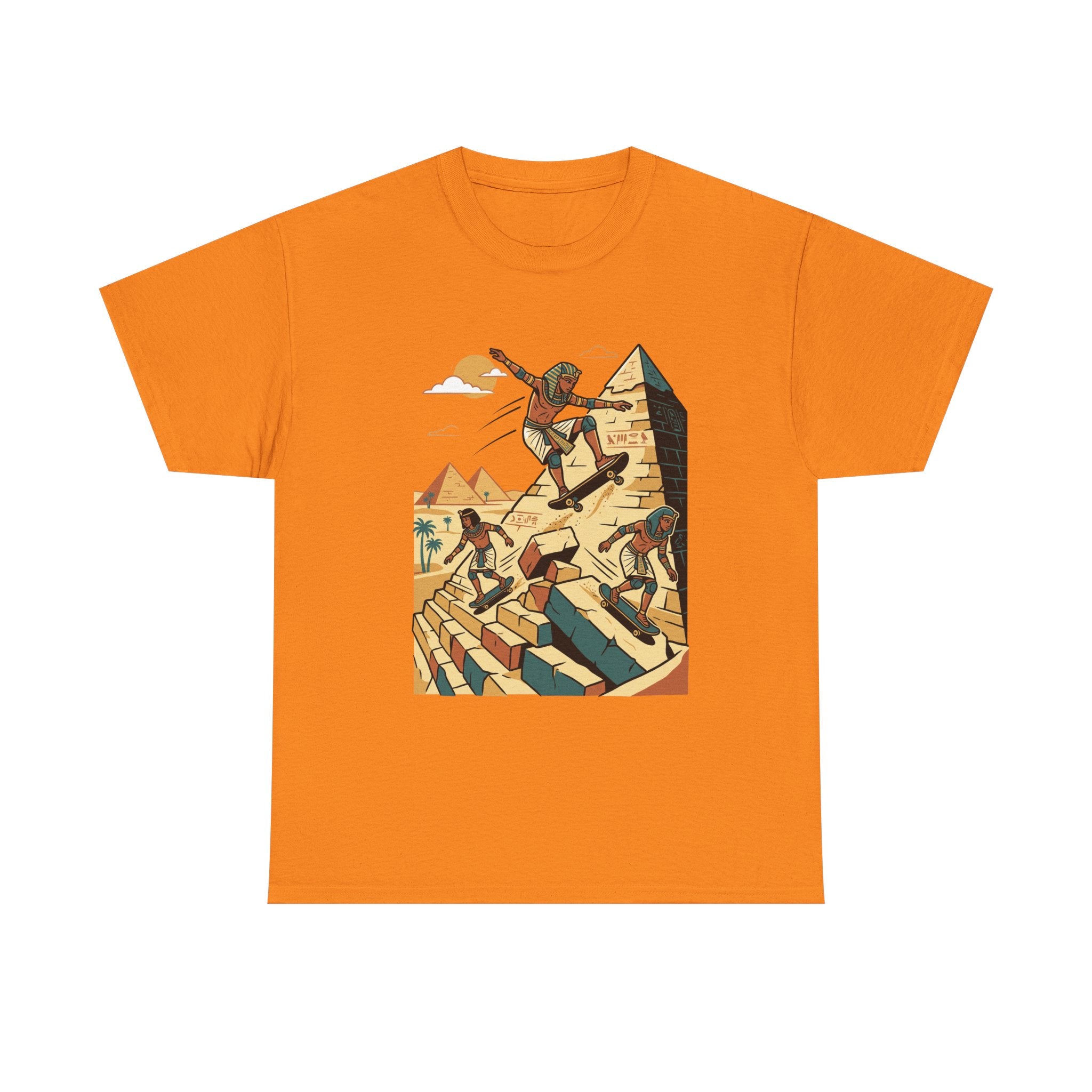 Egyptian Pyramid Skateboard T‑Shirt — Retro Skateboarding Pharaohs Graphic Tee