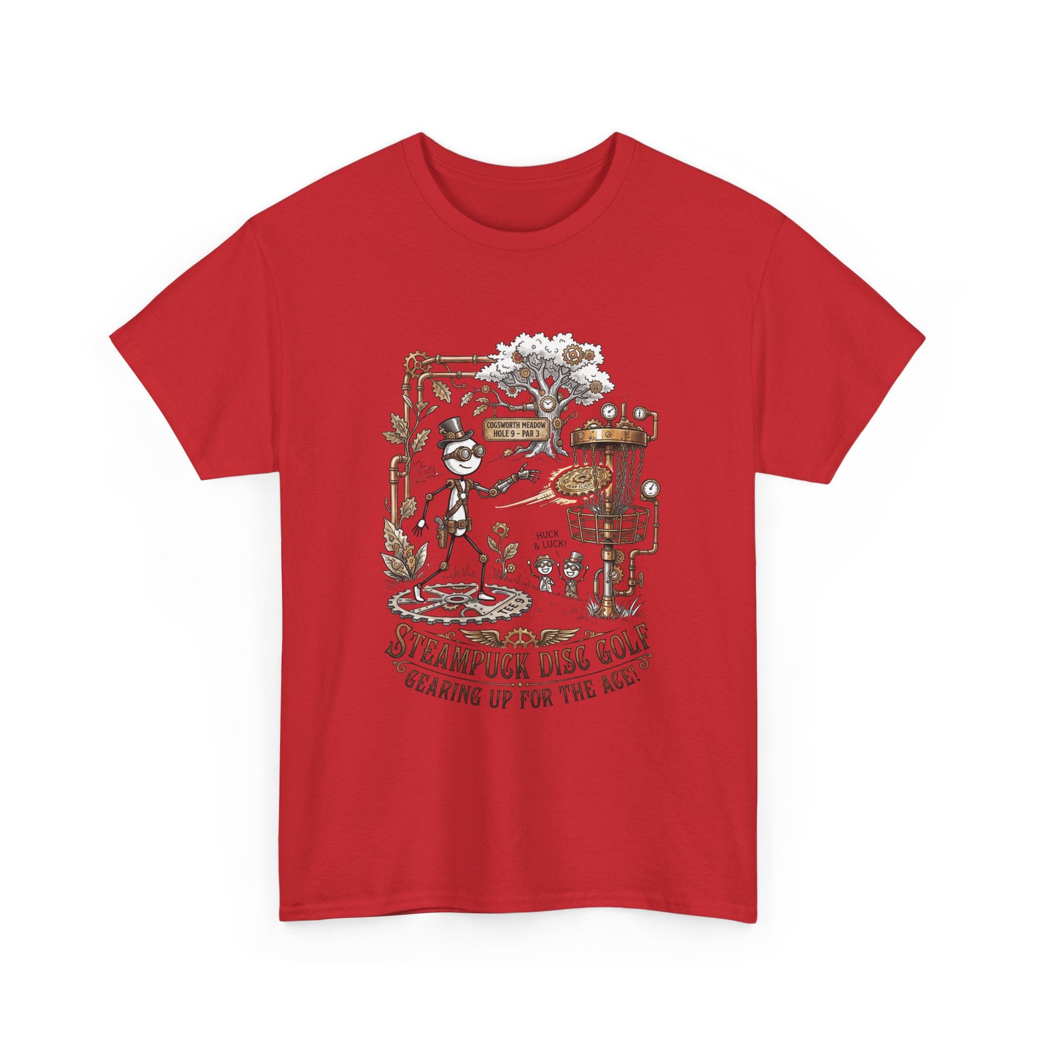 Steampunk Disc Golf T-Shirt — "Gearing Up for the Ace" Vintage Disc Golf Tee