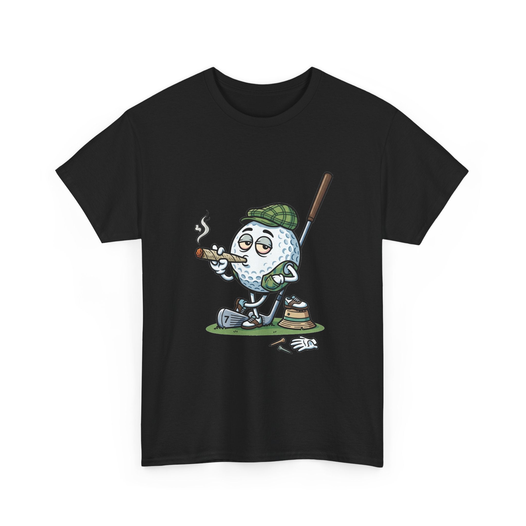 Golf Ball Cartoon T-Shirt — Weed Smoking Golfer Vintage Style Tee