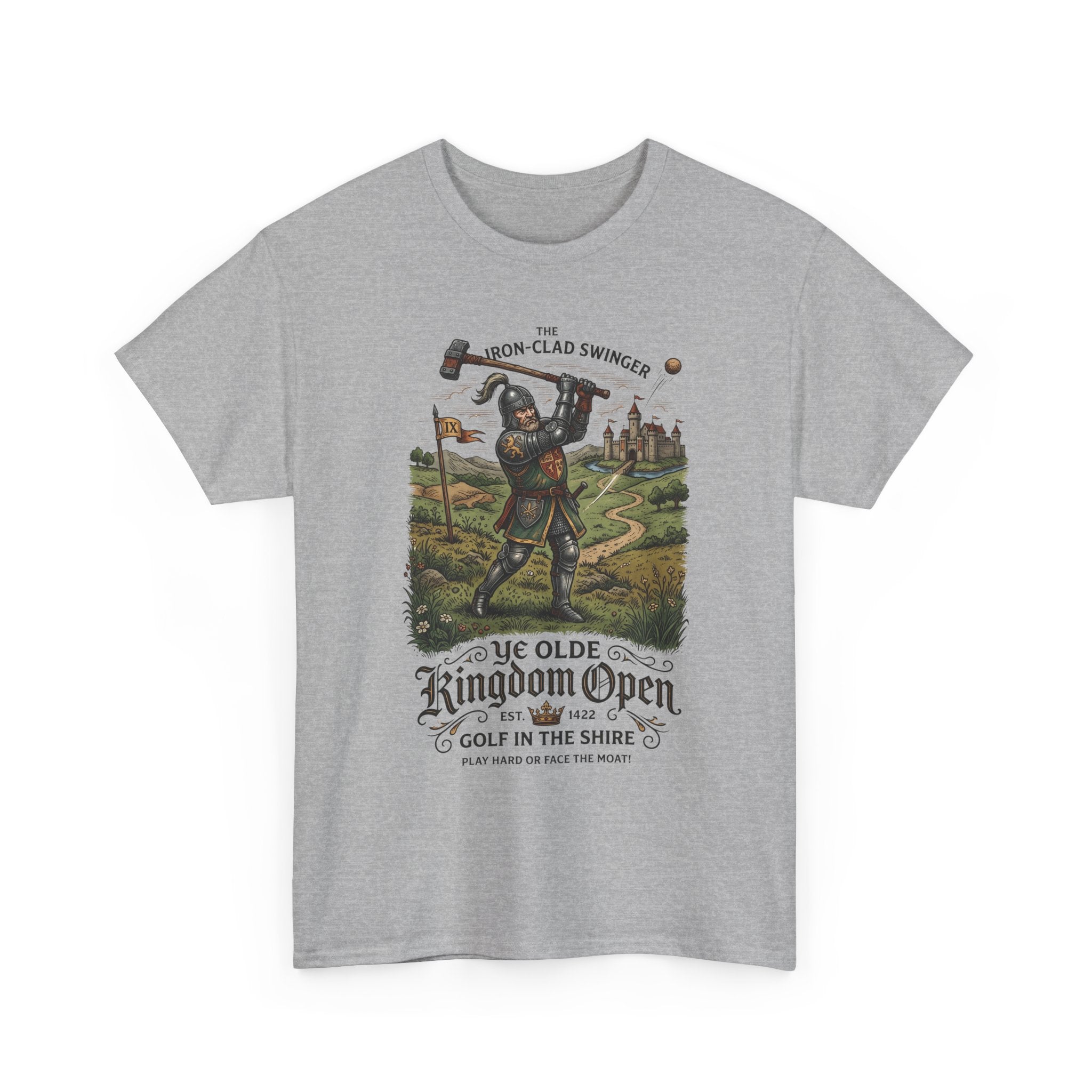 Golf T-Shirt — 'Ye Olde Kingdom Open' Vintage Medieval Golf Graphic Tee