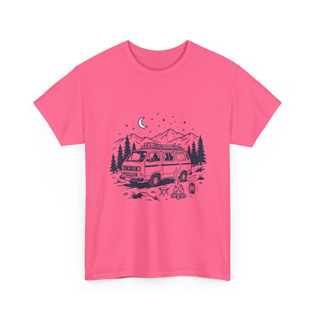 Camping Van Tee – Moonlit Mountain Adventure Graphic T-Shirt