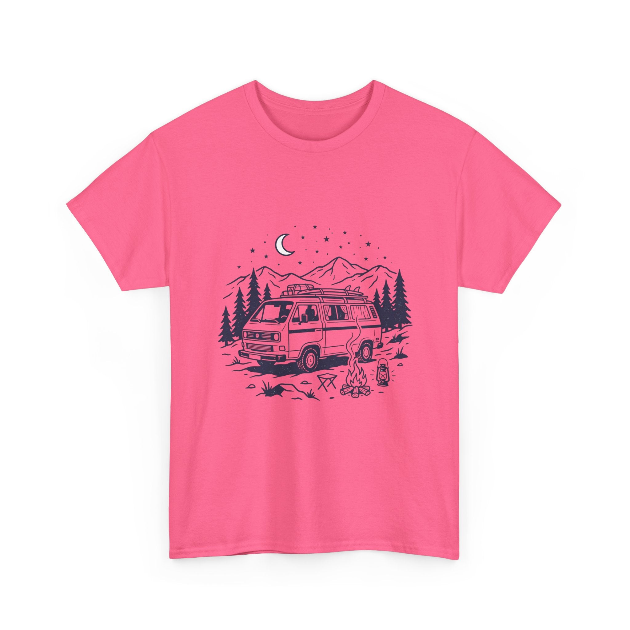 Camping Van Tee – Moonlit Mountain Adventure Graphic T-Shirt