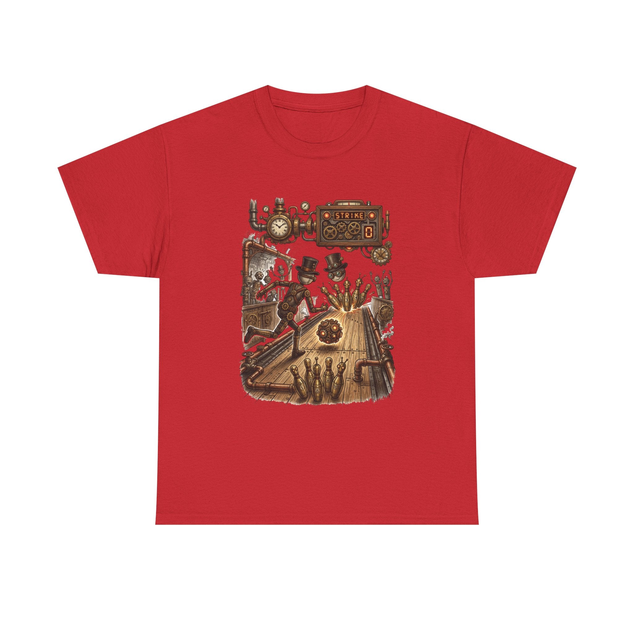 Steampunk Bowling T-Shirt — Vintage Train & Gears Graphic Tee