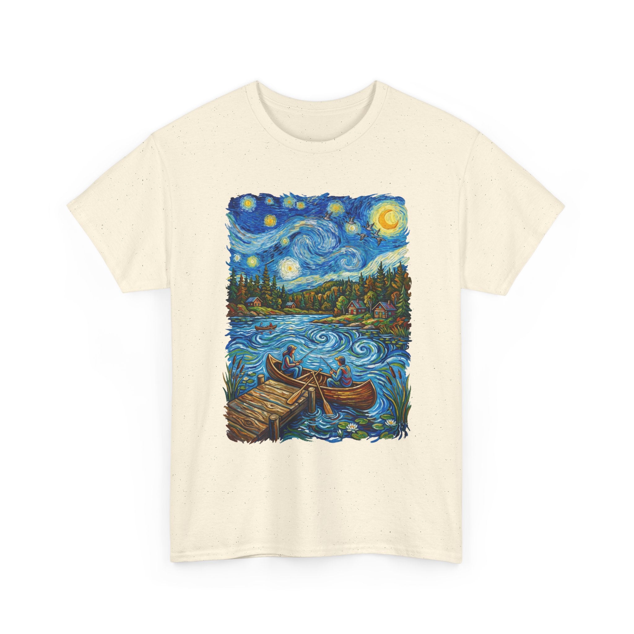 Starry Night Lake T-Shirt — Canoe Dock Scenic Tee