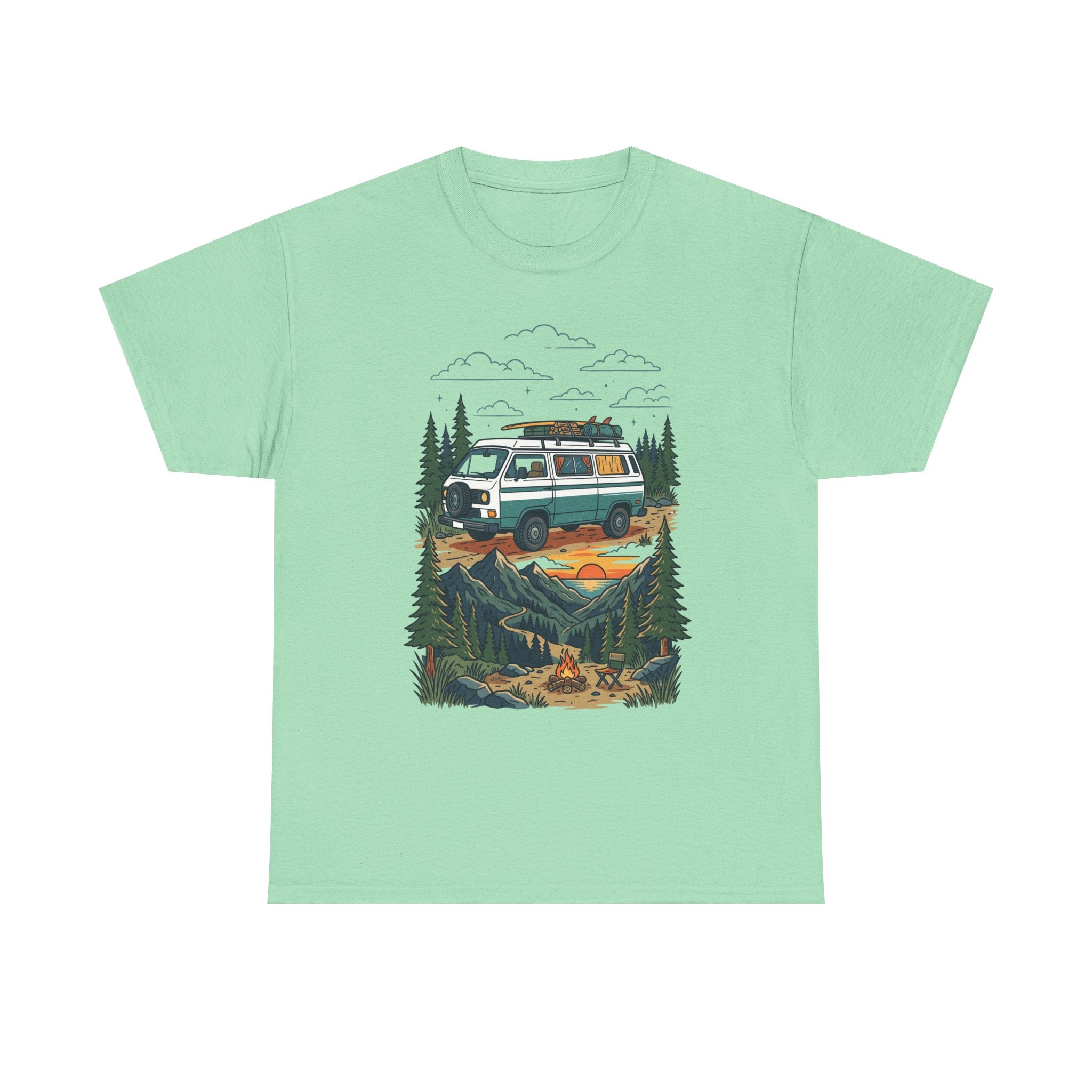 Camper Van Adventure Tee — Retro Van Camping Graphic T-Shirt