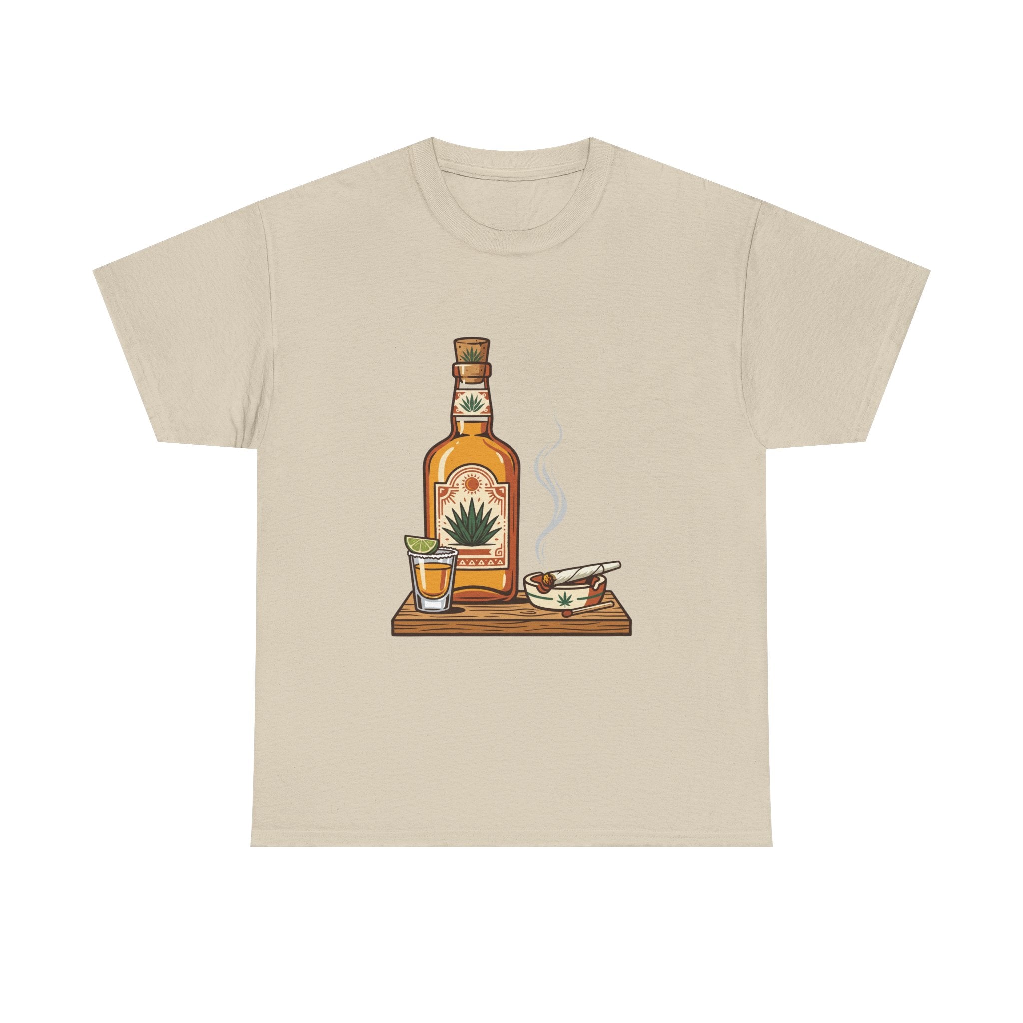 Tequila & A joint Tee — Bottle, Shot Glass & joint Graphic Shirt