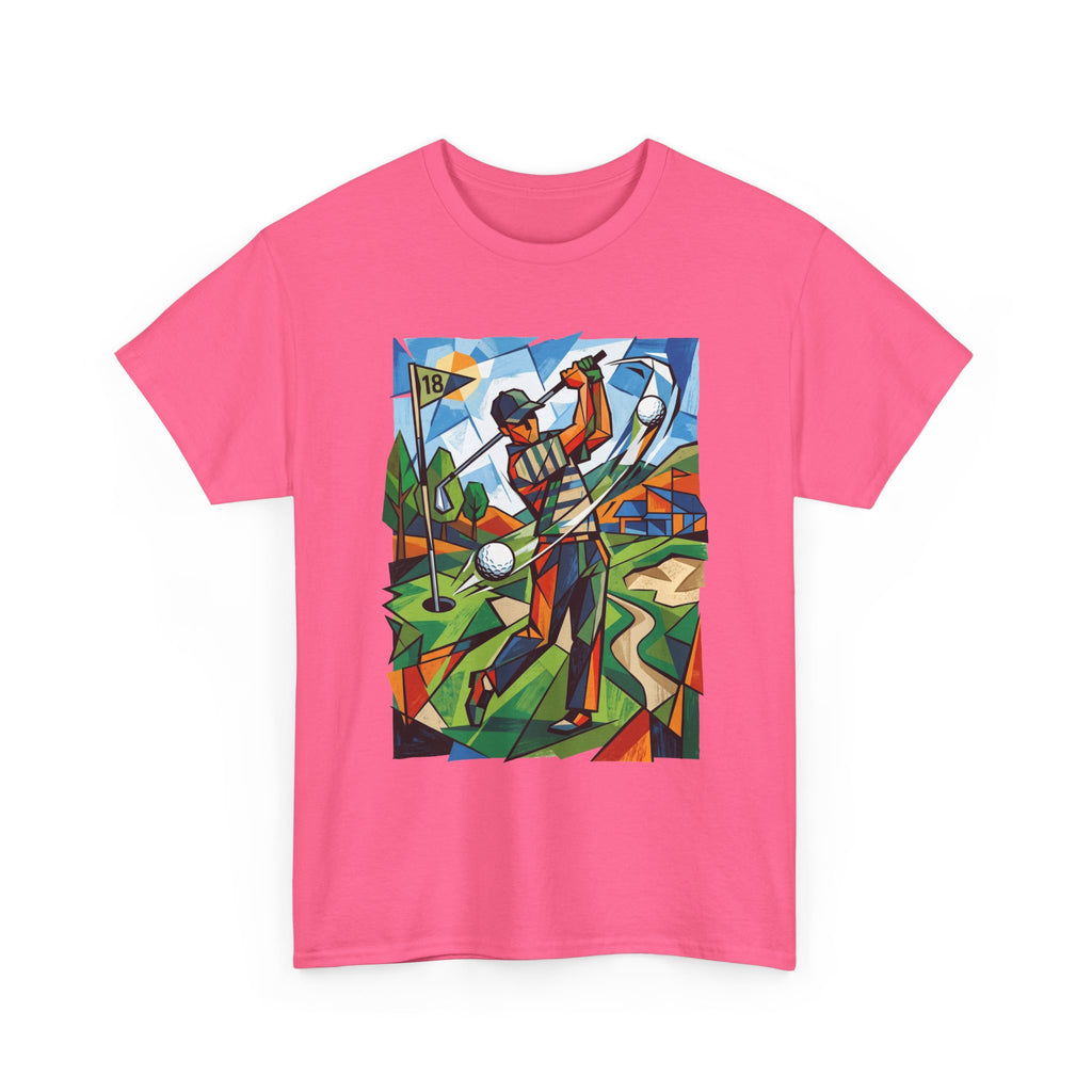 Golf Swing Art T-Shirt — Colorful Cubist Golfer Graphic Tee