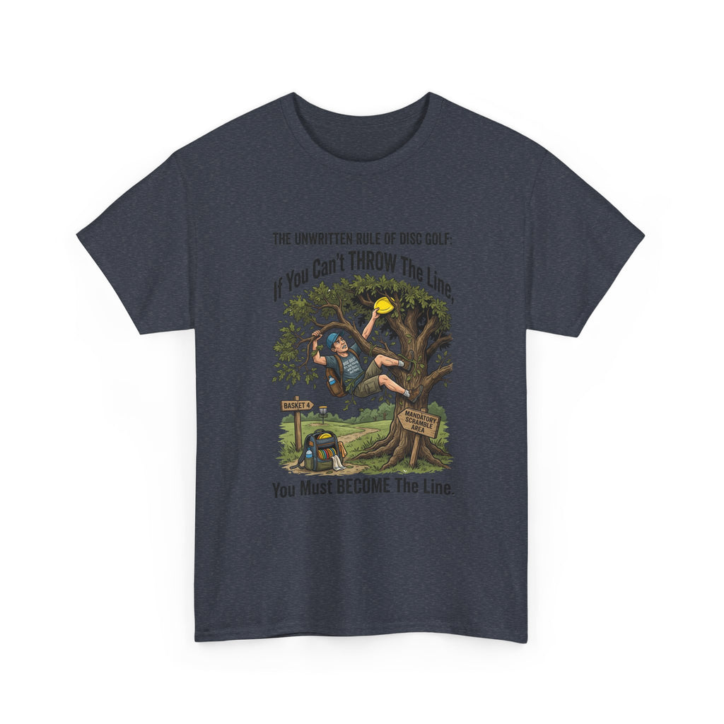 Disc Golf T-Shirt - "If You Can't Throw the Line, You Must Become the Line" Vintage Golf Cartoon Tee