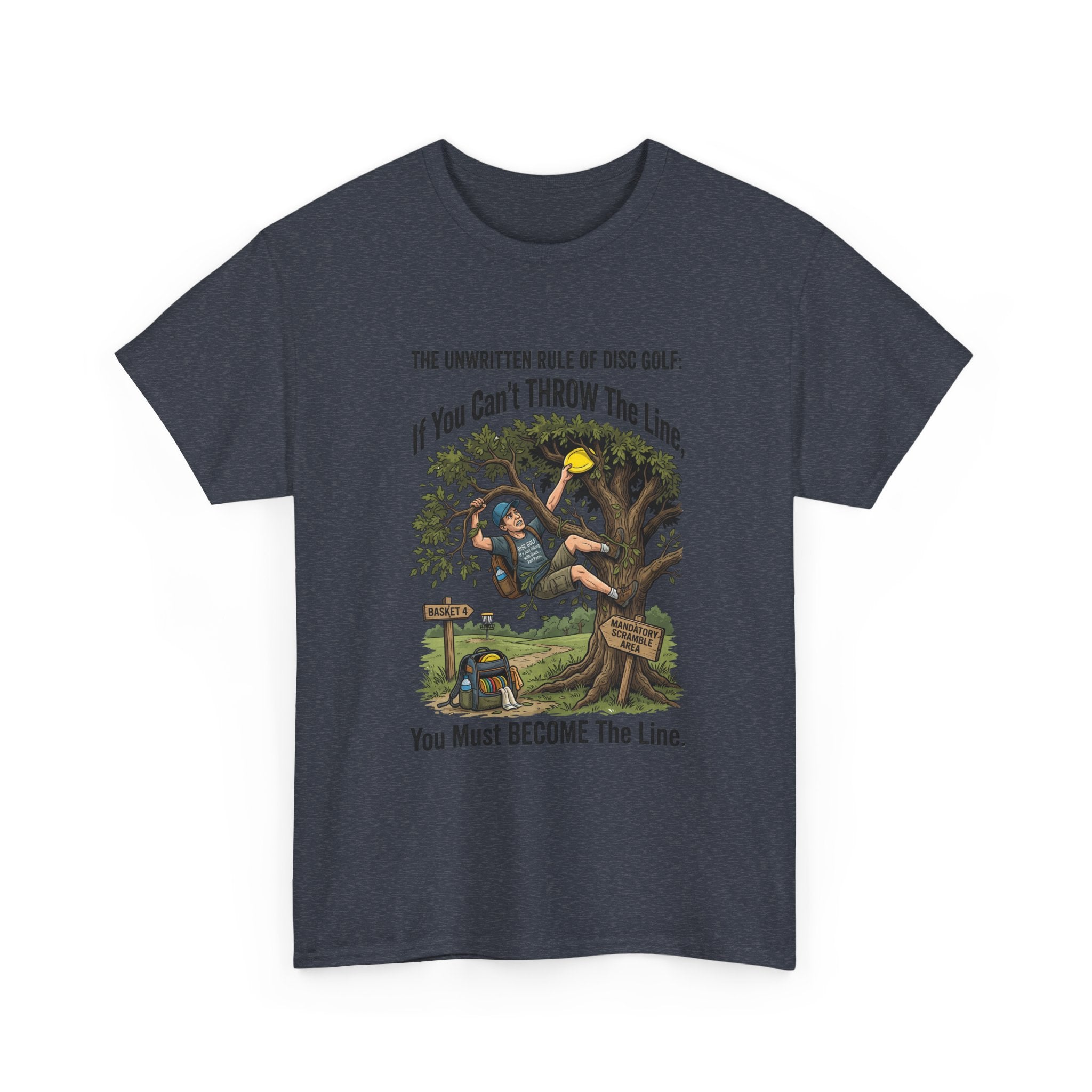 Disc Golf T-Shirt - "If You Can't Throw the Line, You Must Become the Line" Vintage Golf Cartoon Tee