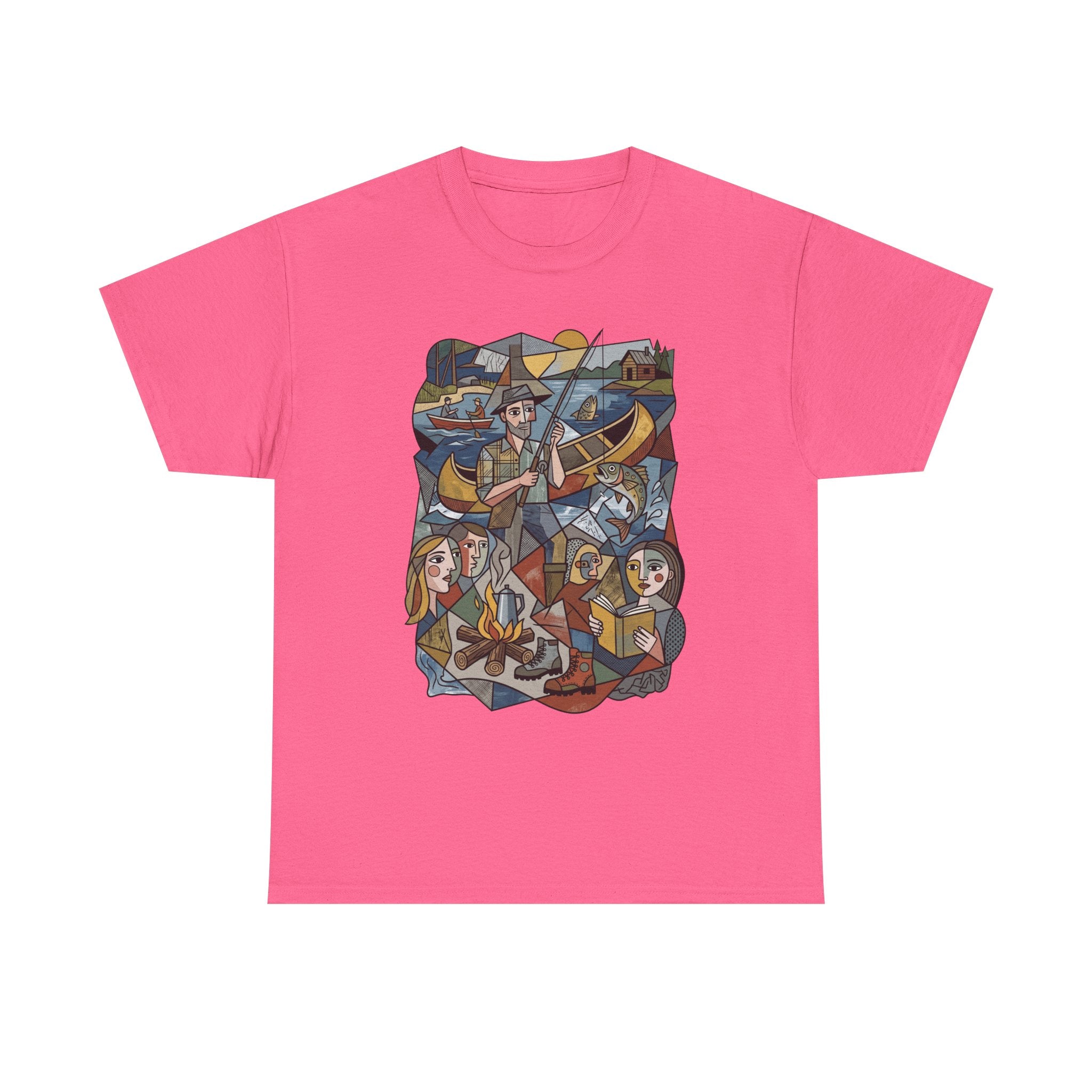 T-Shirt — Nautical Folk Art Crew: Illustrated Sailing, Fishing & Harbor Scene
