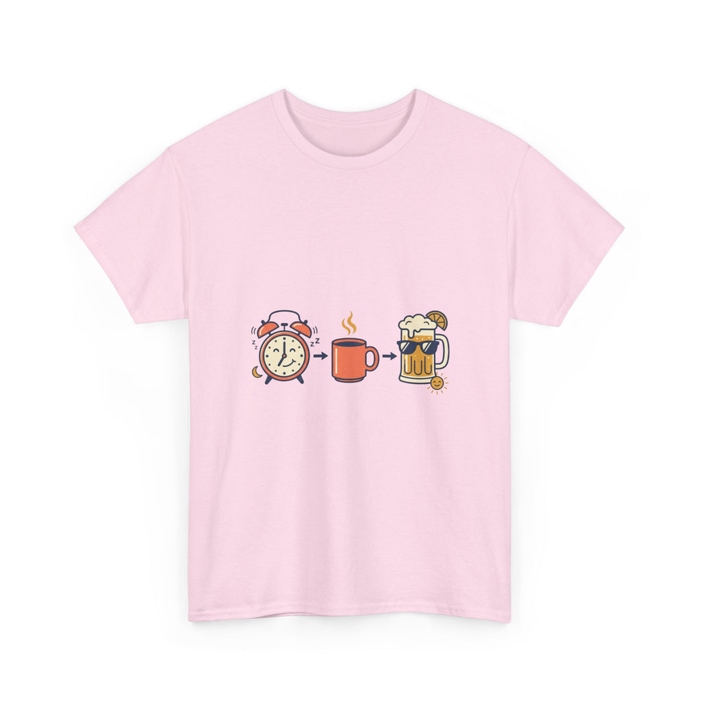 Day Drinking Tee — Alarm, Coffee & Beer Cute Icon Trio Graphic Shirt