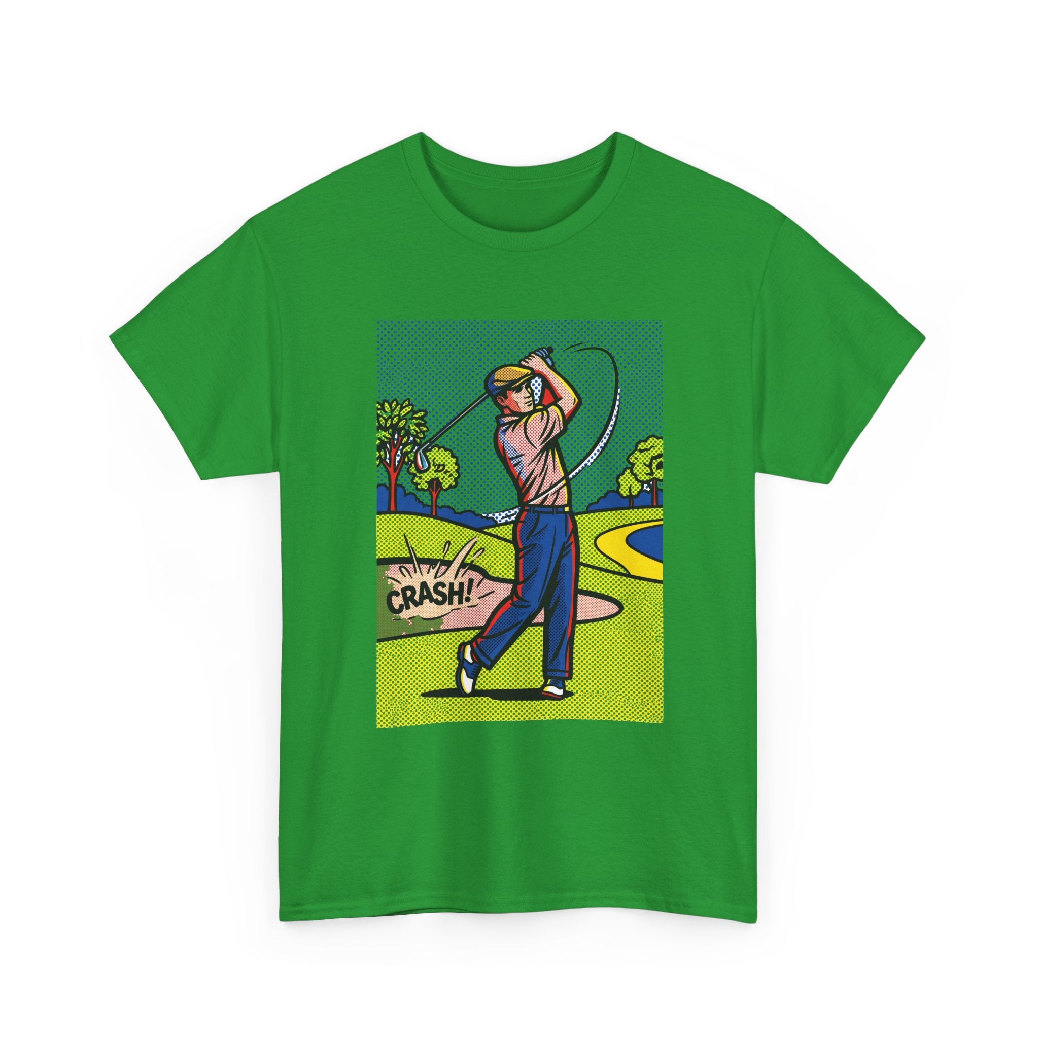 Golf Swing Pop Art T-Shirt — Vintage Comic 'Crash!' Graphic Tee