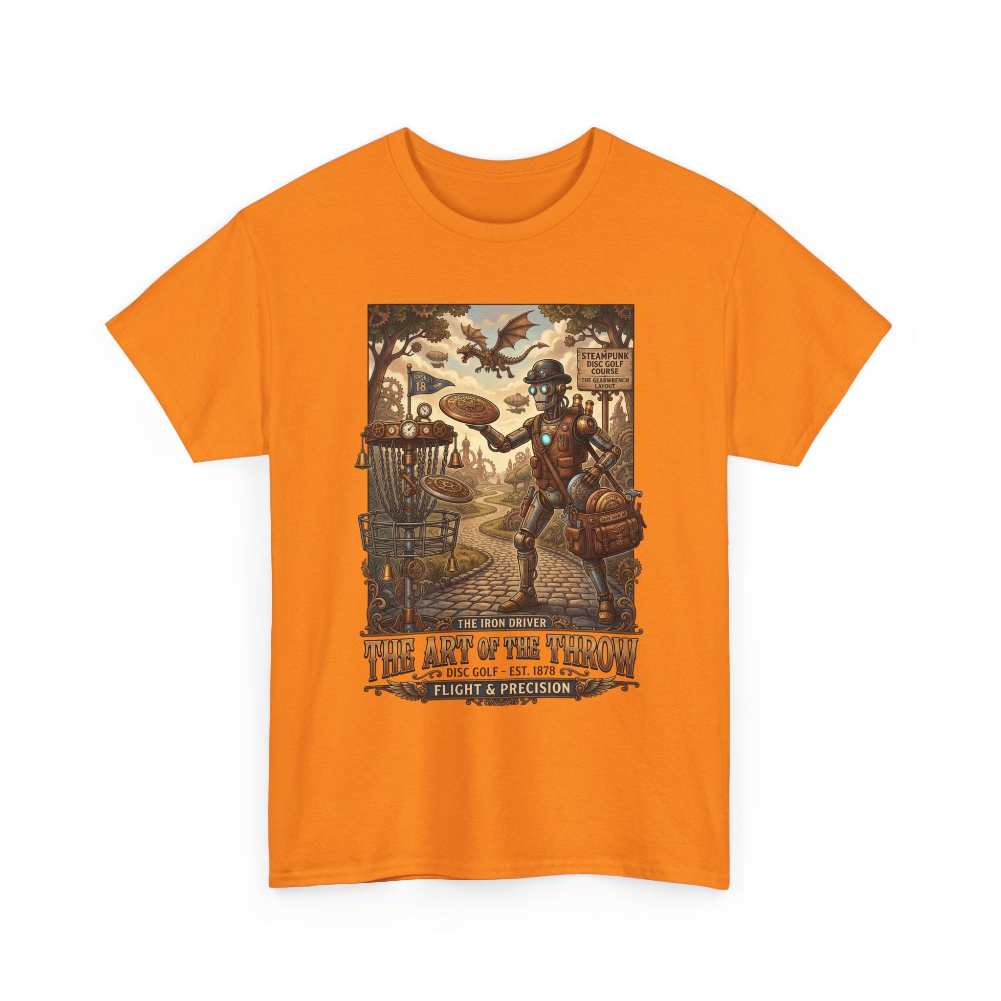 Steampunk Disc Golf T-Shirt — "The Art of the Throw" Vintage Disc Golfer Graphic Tee