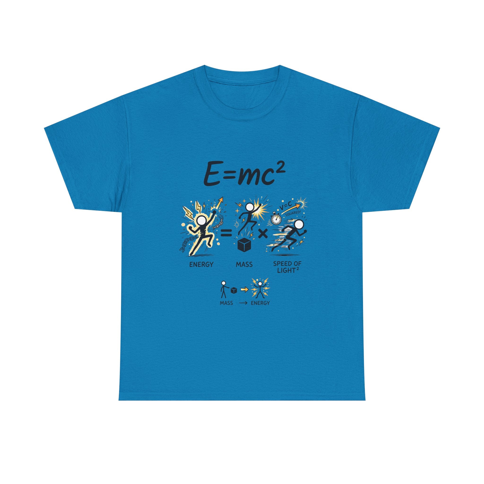 E=mc Illustrated Science T-Shirt — Funny Energy Mass Speed of Light Tee
