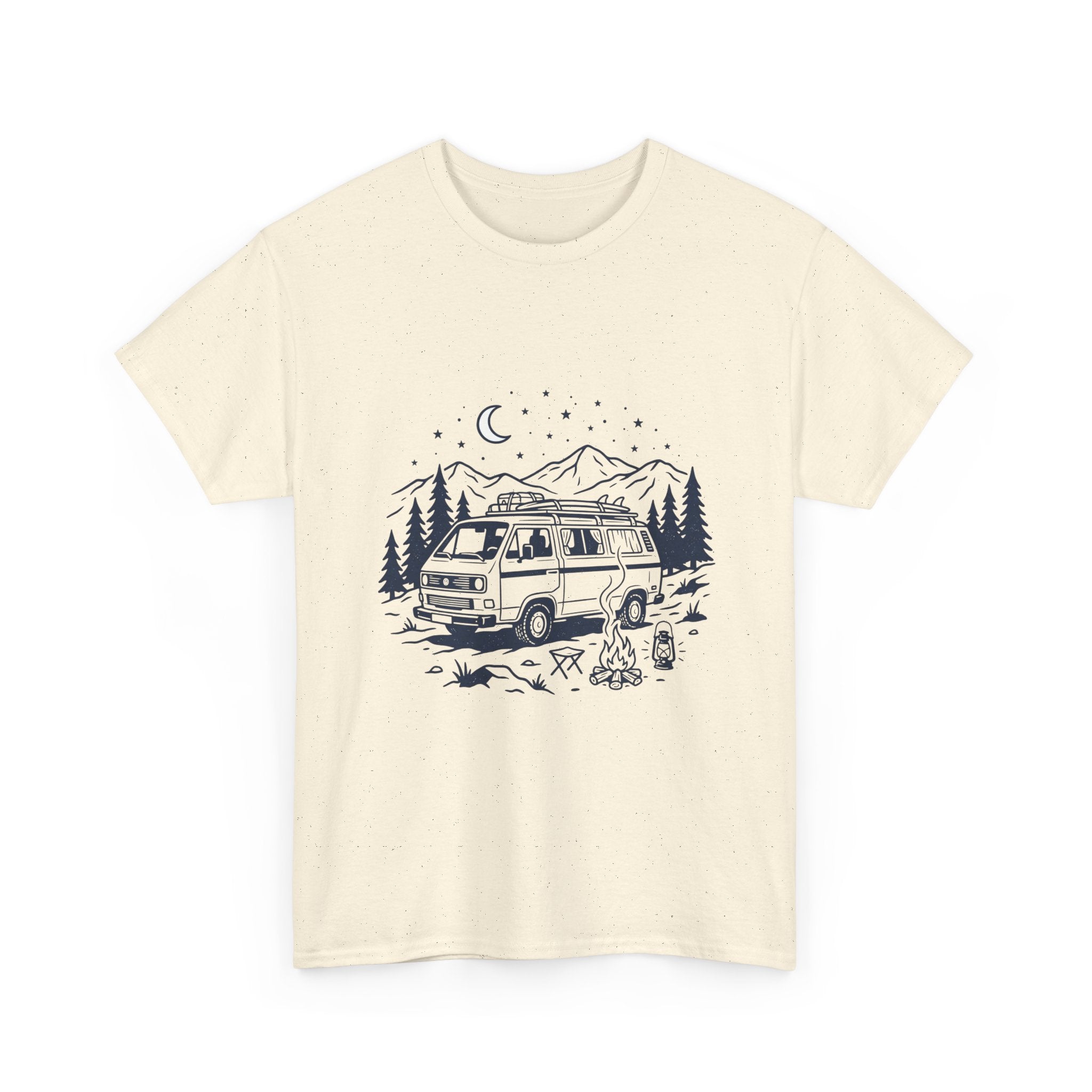 Camping Van Tee – Moonlit Mountain Adventure Graphic T-Shirt