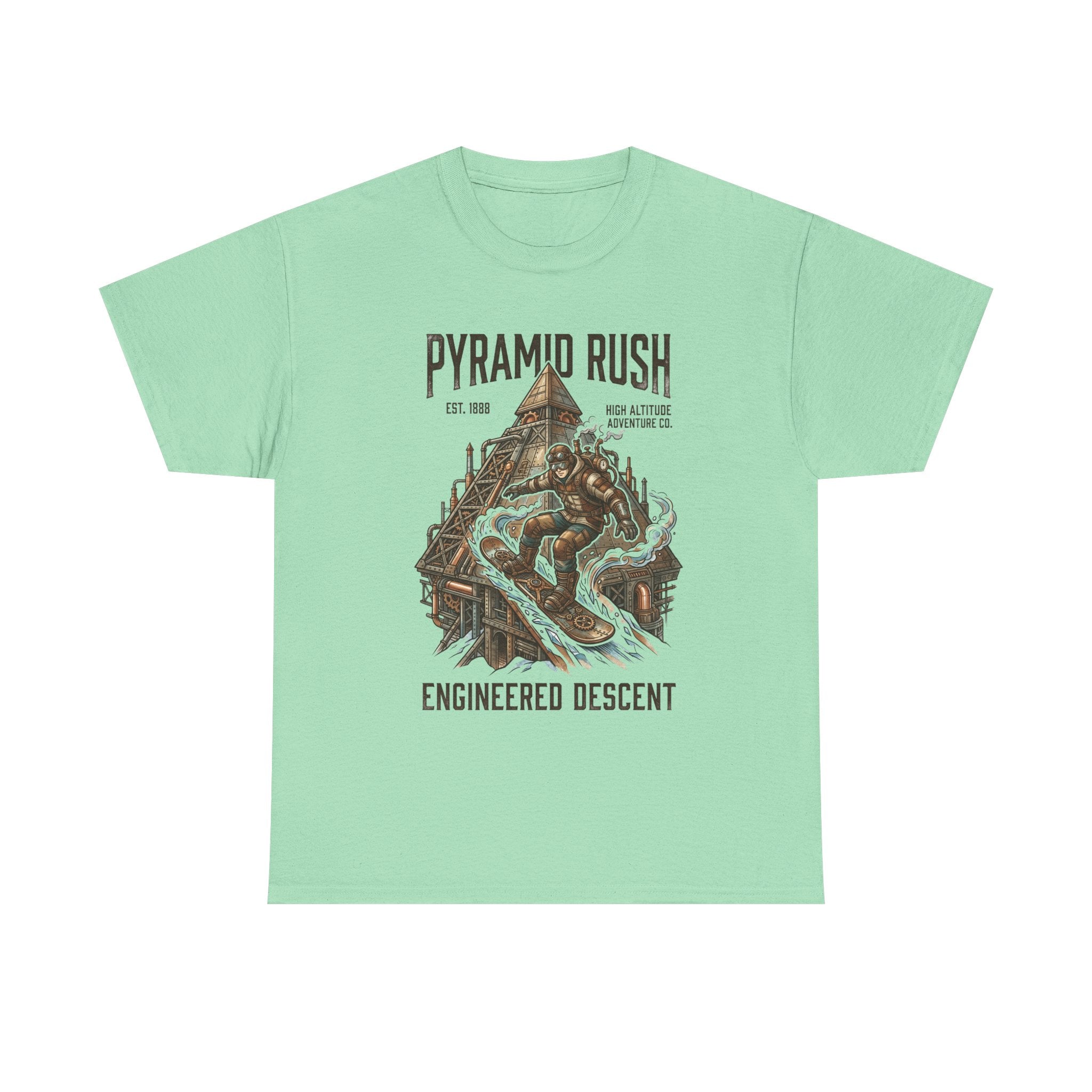 Steampunk Snowboard Pyramid Adventure T-Shirt — Fantasy Explorer Graphic Tee