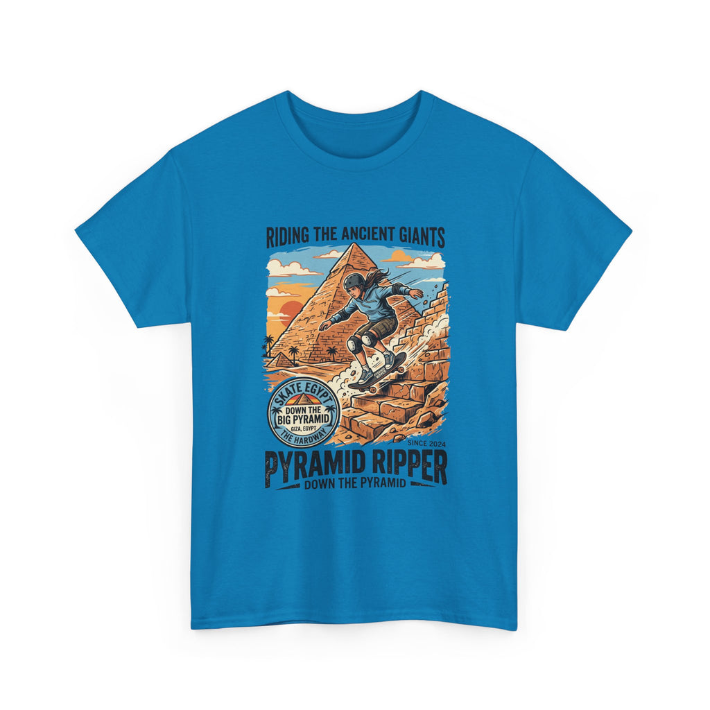 Pyramid Skateboarder T-Shirt — 'Riding the Ancient Giants' Vintage Surf Graphic