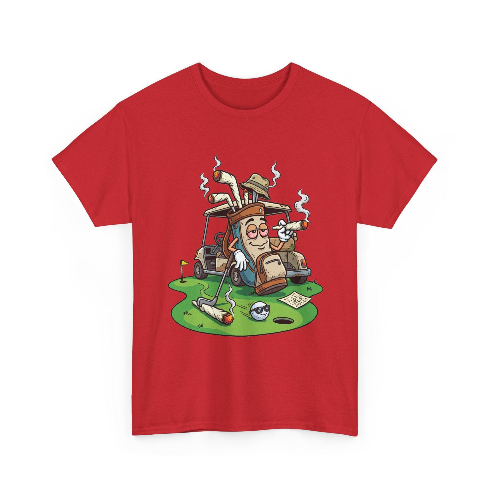 Golf weed Lounge T‑Shirt — Relaxed Golfer Cartoon Tee
