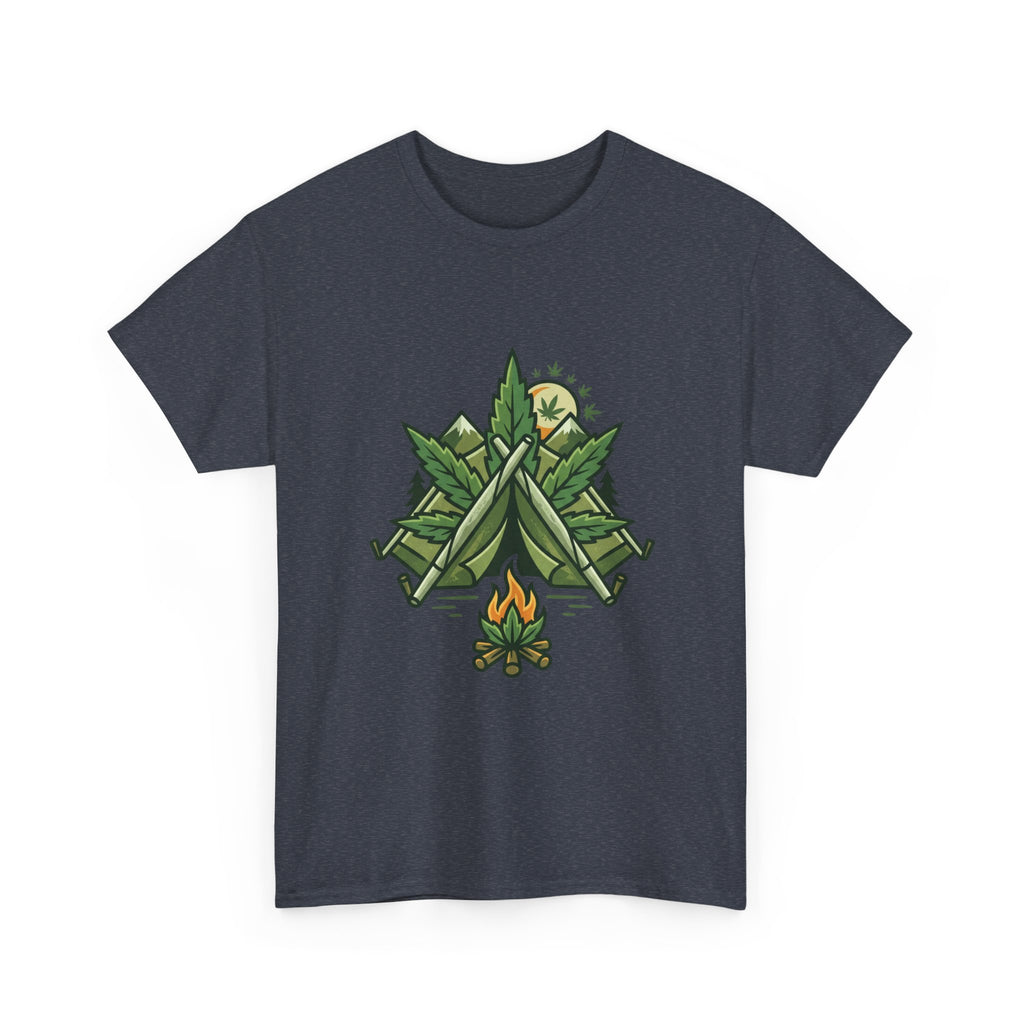 Camping Tent & Campfire T-Shirt — Outdoor Adventure Nature Tee