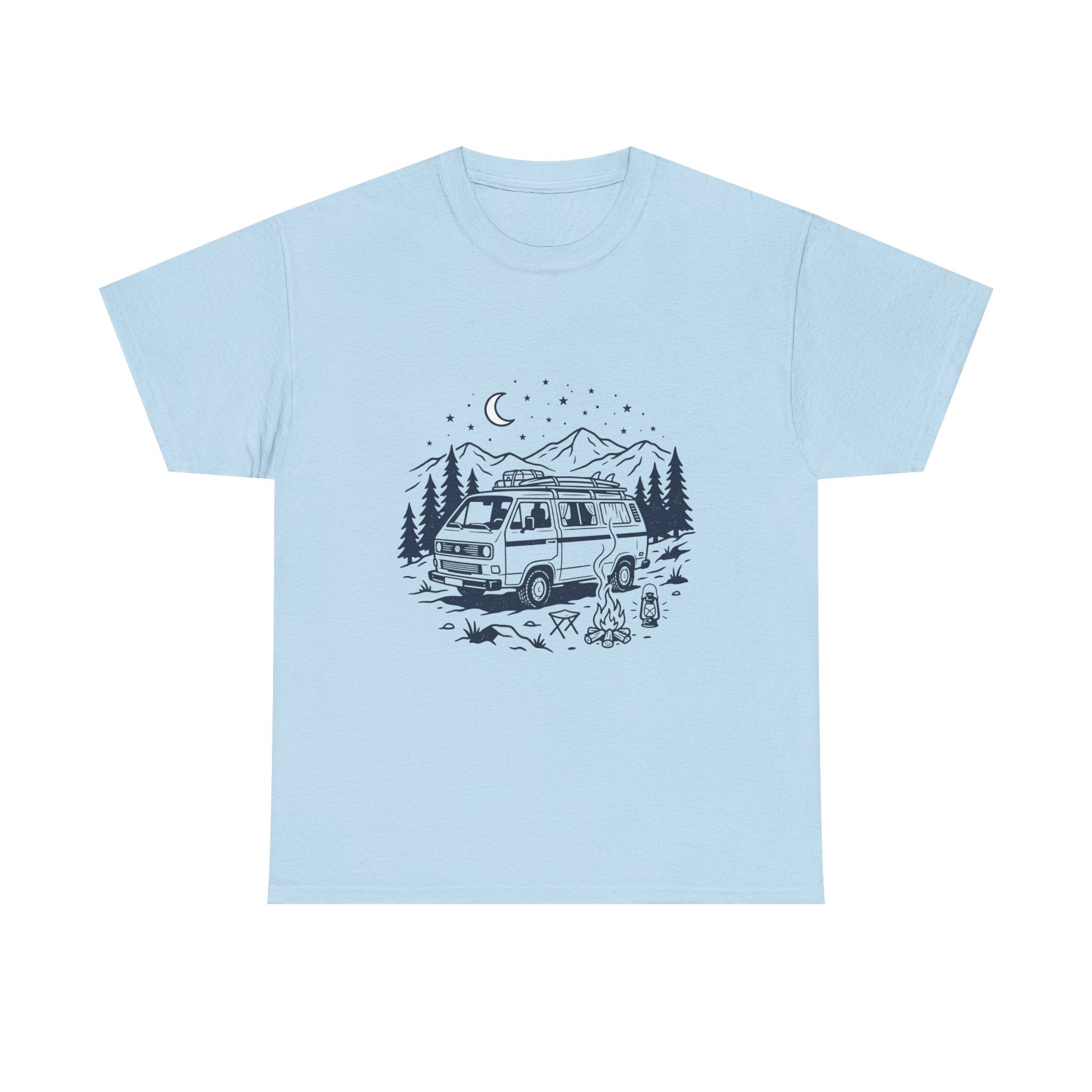 Camping Van Tee – Moonlit Mountain Adventure Graphic T-Shirt