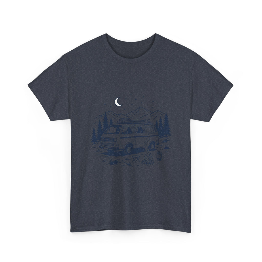 Camping Van Tee – Moonlit Mountain Adventure Graphic T-Shirt