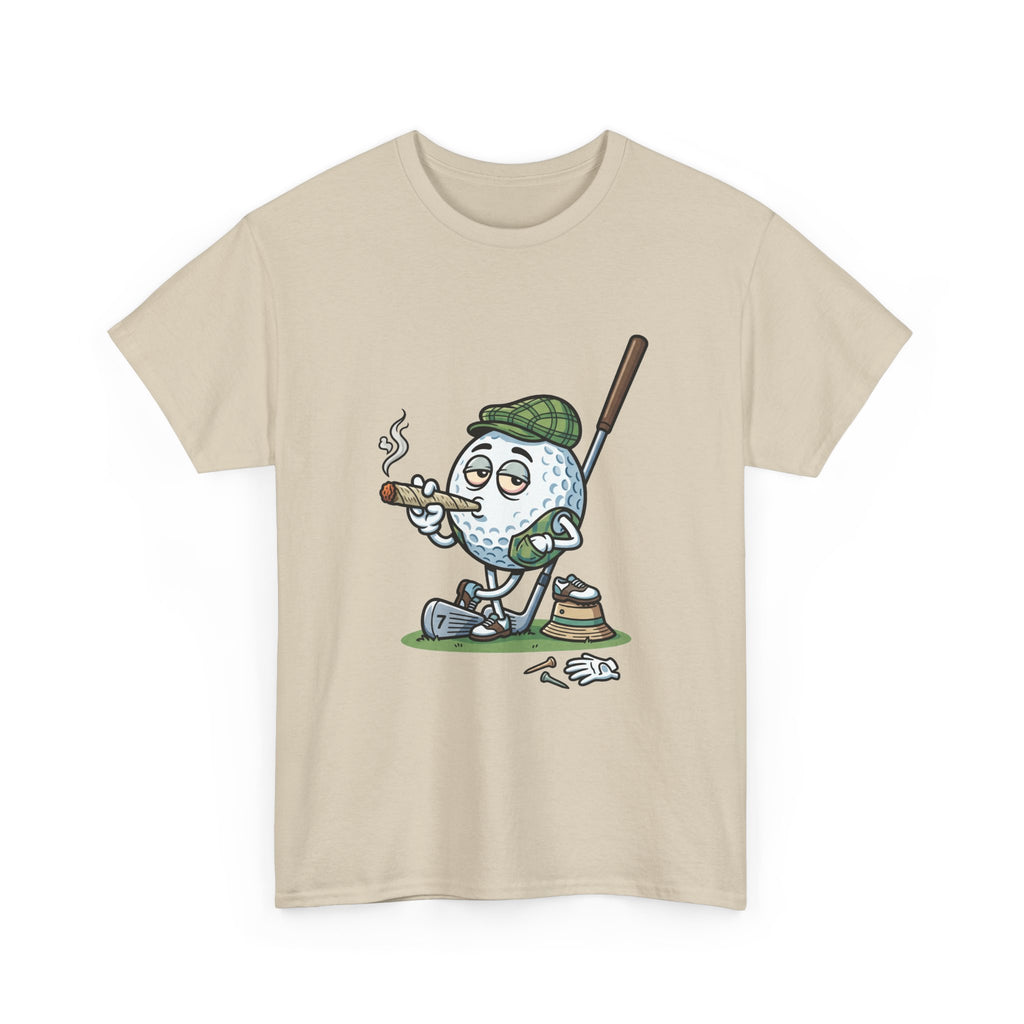Golf Ball Cartoon T-Shirt — Weed Smoking Golfer Vintage Style Tee