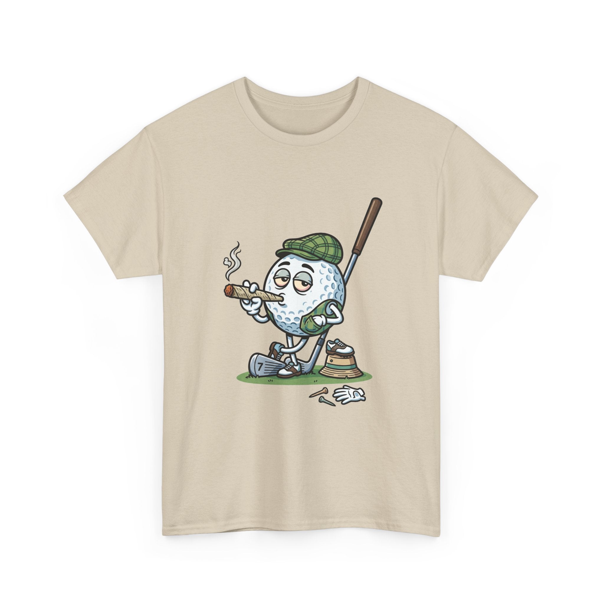 Golf Ball Cartoon T-Shirt — Weed Smoking Golfer Vintage Style Tee