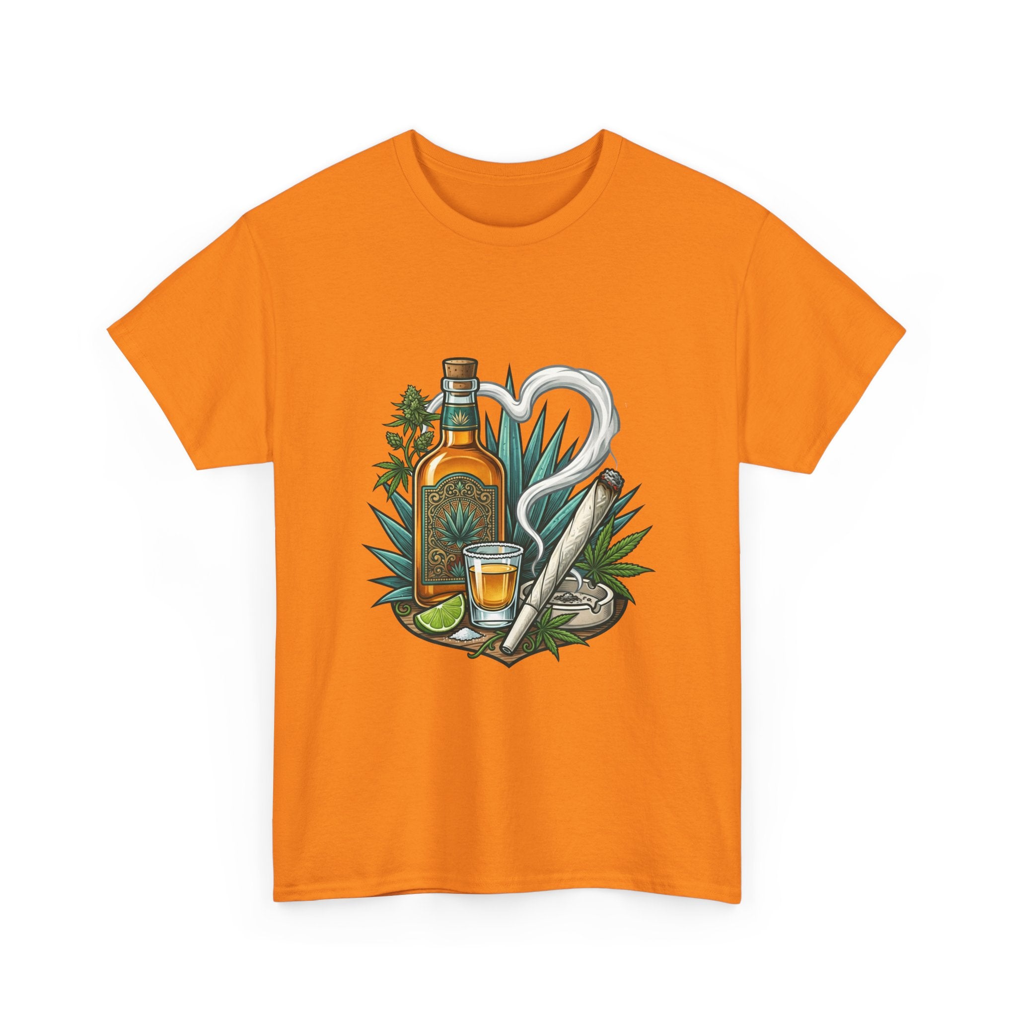 Tequila Bottle & Joint T‑Shirt — Agave Lime Margarita Design