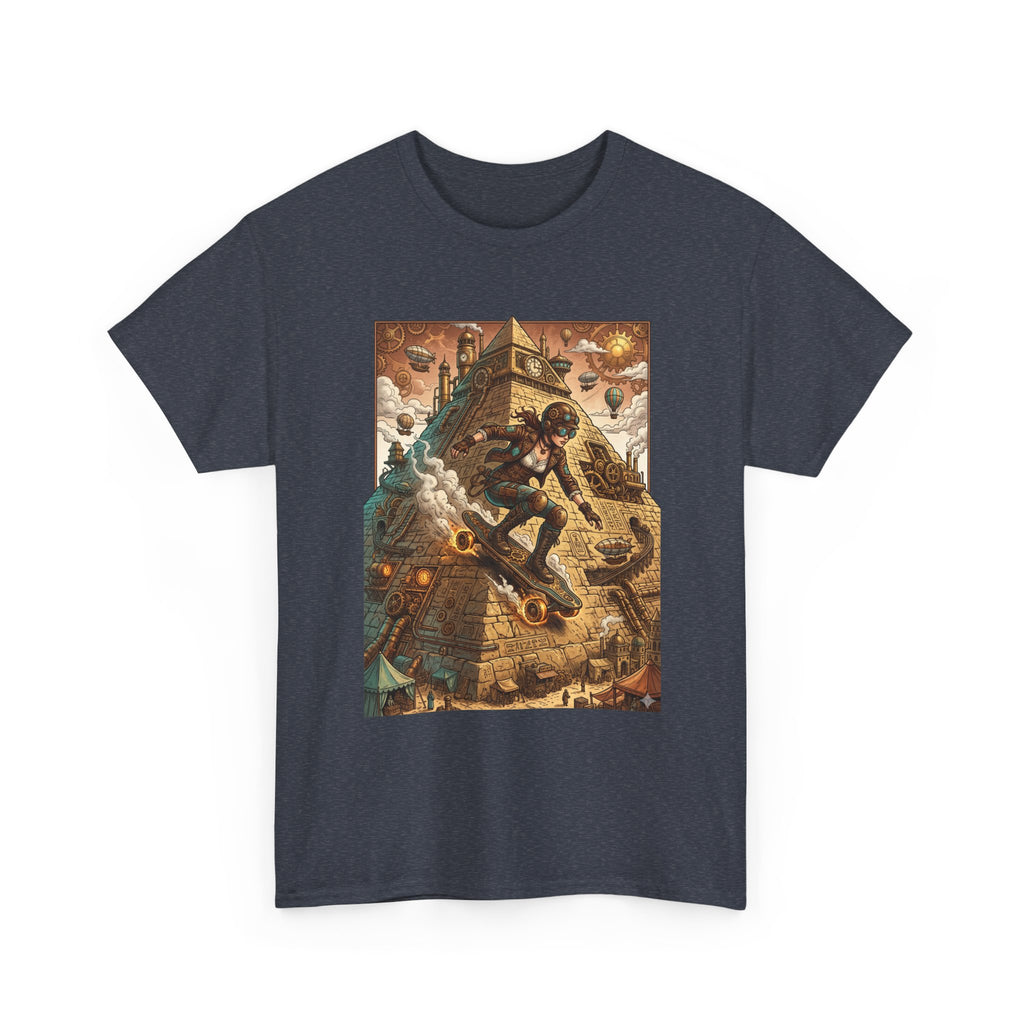 Steampunk Girl Skateboarder Art Print Tee Pyramid