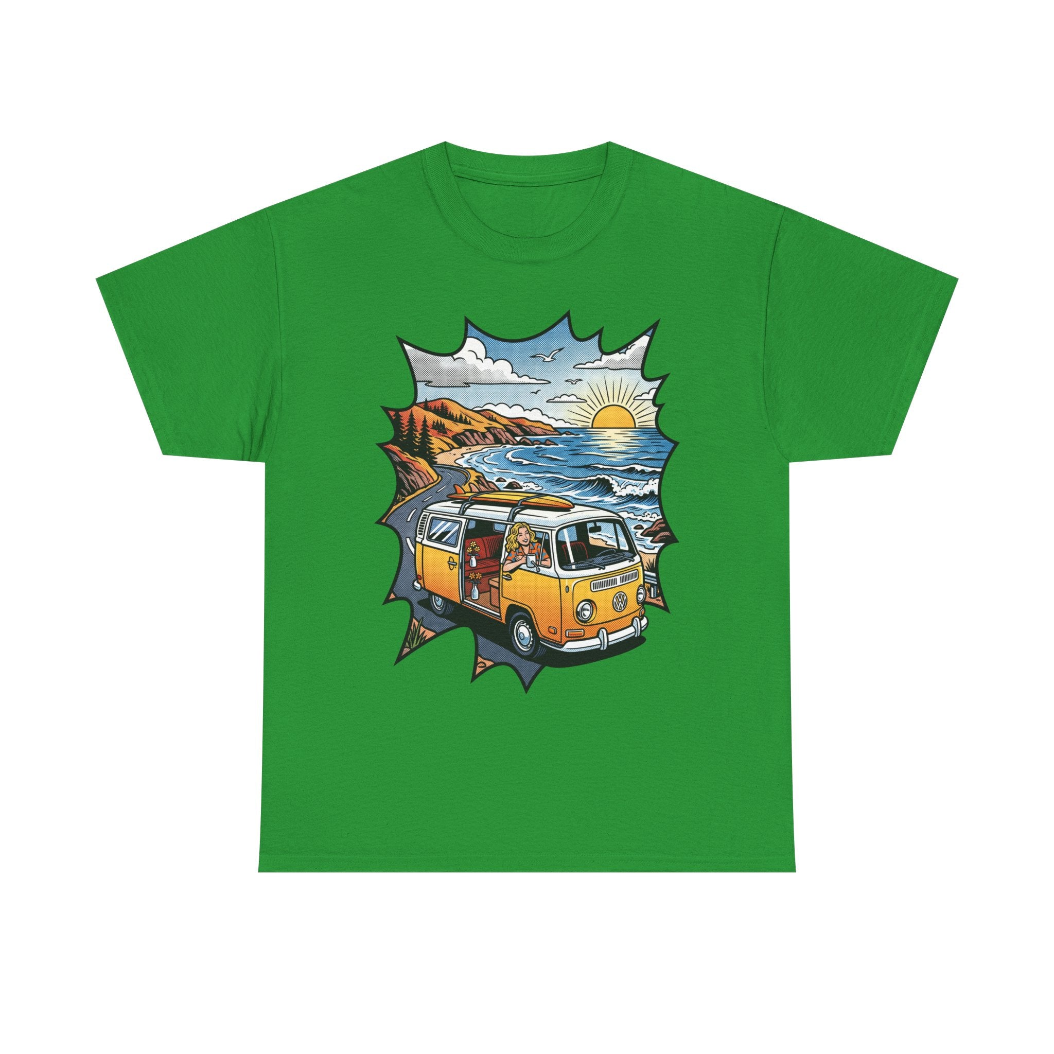 Road Trip Van T-Shirt — Vintage Camper Beach Sunset Tee