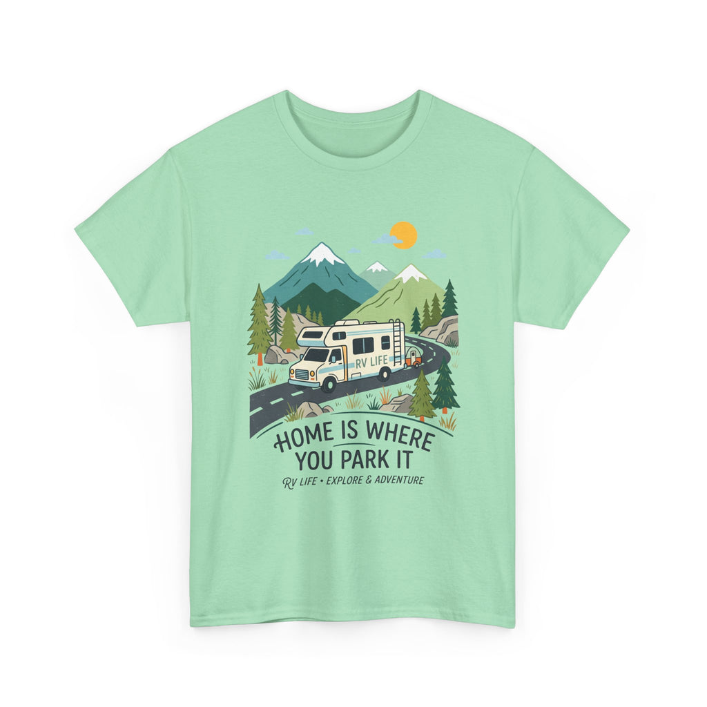 RV Camping T‑Shirt — "Home Is Where You Park It" Mountain Camper Tee