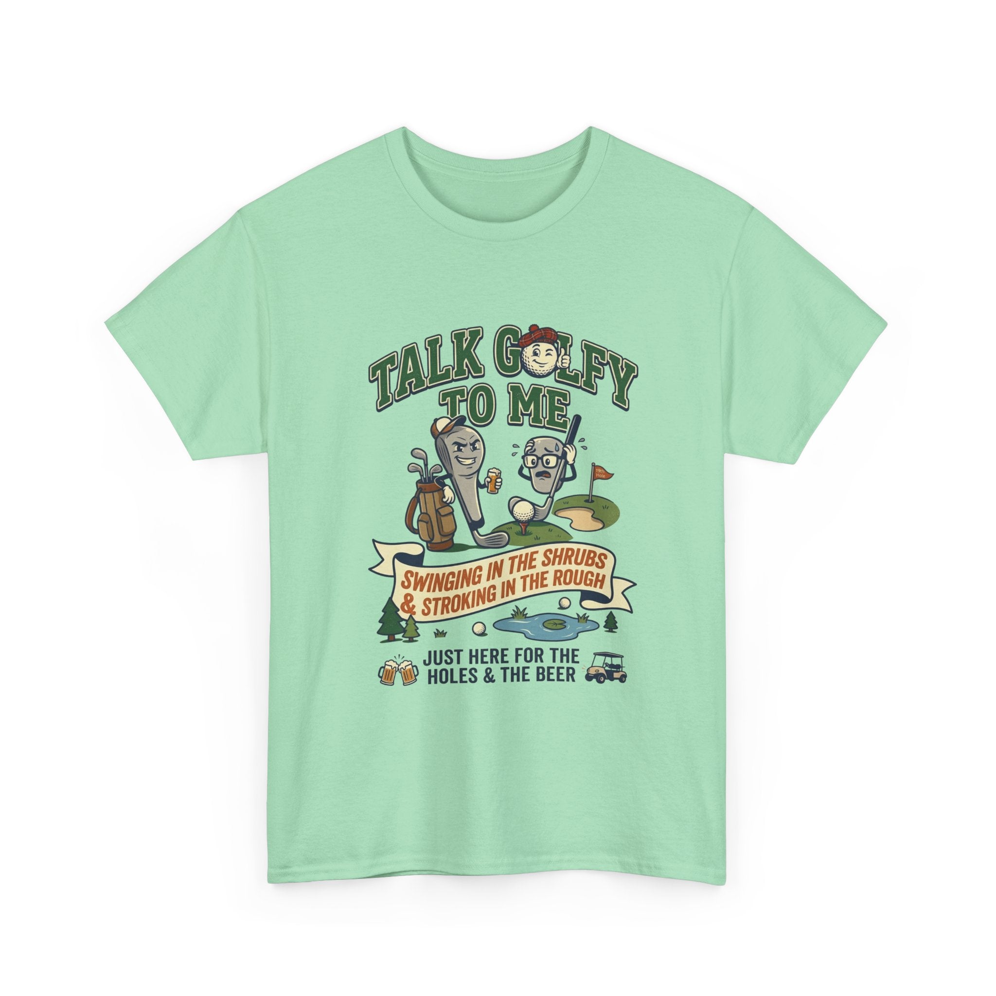 Golf T-Shirt - "Talk Golfy To Me" Funny Golfers Tee (Holes, Beer & Swinging in the Rough)